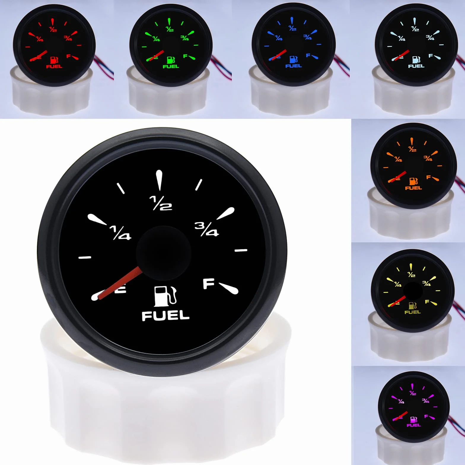 KAOLALI Wskaźnik Poziomu Paliwa Cyfrowy LED 52mm 0~190 Ohm 1/2 E-F 3/4E-F