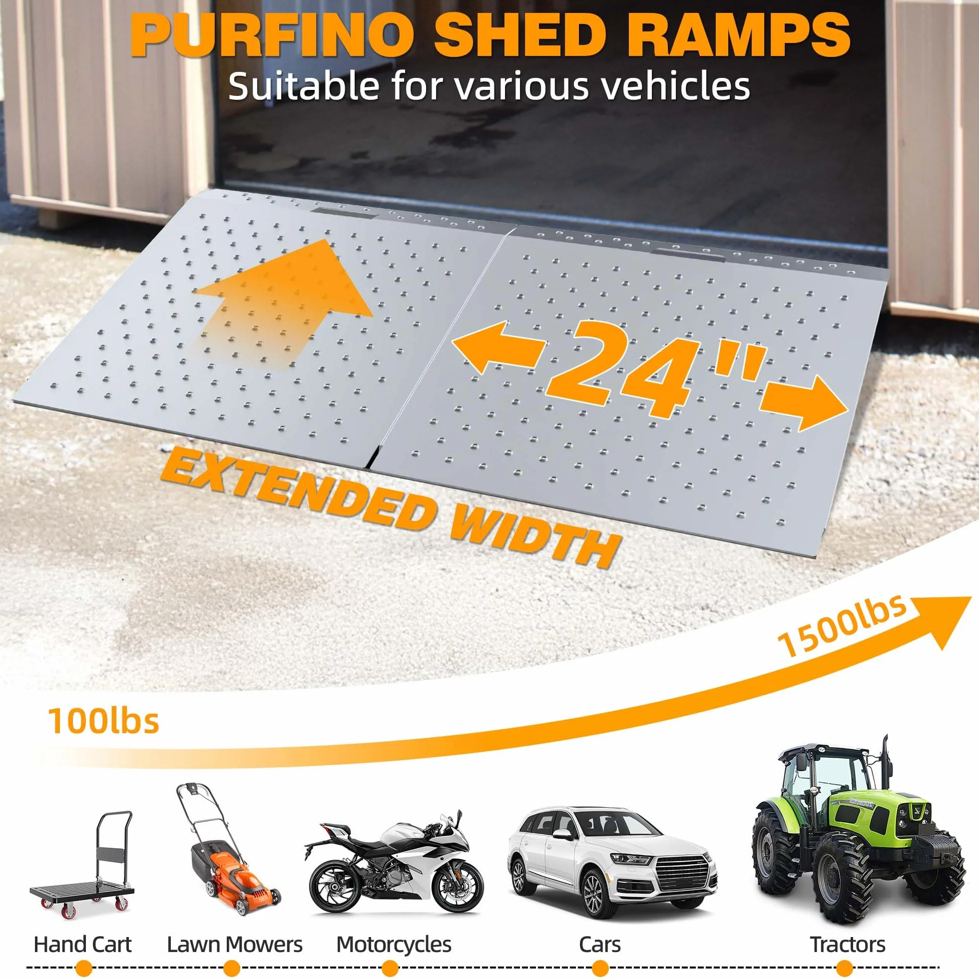 Rampa da 74 cm x 61 cm per Capannone per Rasaerba e Attrezzature da Giardino – Capacità 680 Kg Piastra Perforata Antiscivolo per ATV, Motociclette, Garage e Fienili (2 Pezzo)