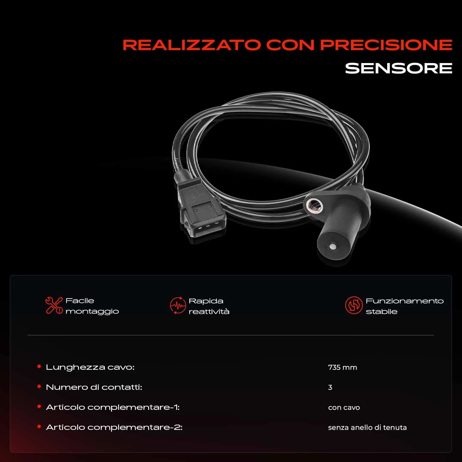Frankberg Posizione dell'albero Motore Sensore dell'albero Motore 3-Poli Compatibile con Seicento/600 187 1.1 1998-2010 Replace# 46778331,55189514