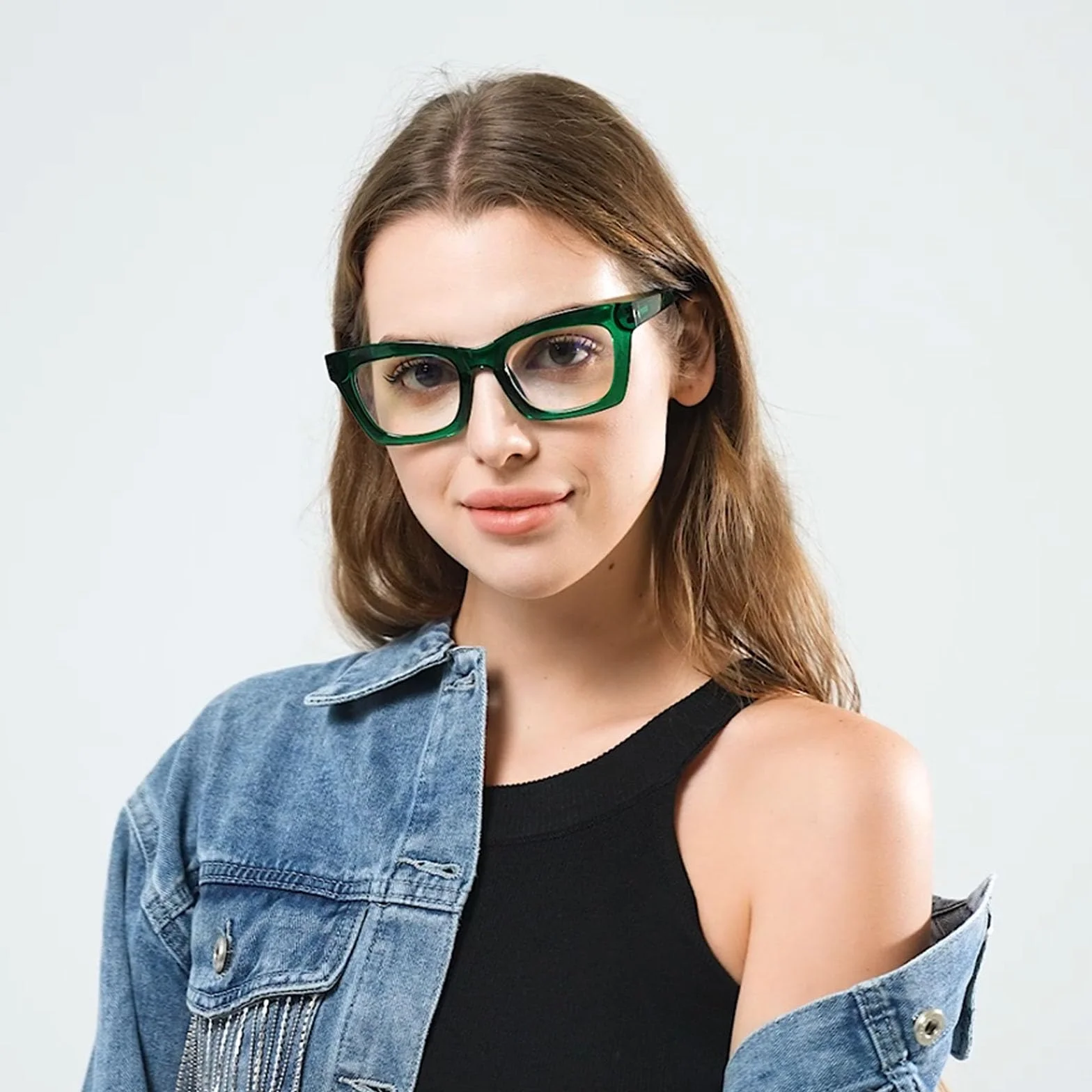 Hubeye Okulary do czytania dla kobiet Retro Moda z zawiasem sprężynowym Okulary antyniebieskie światło (Czarny+Zielony, 2.50)