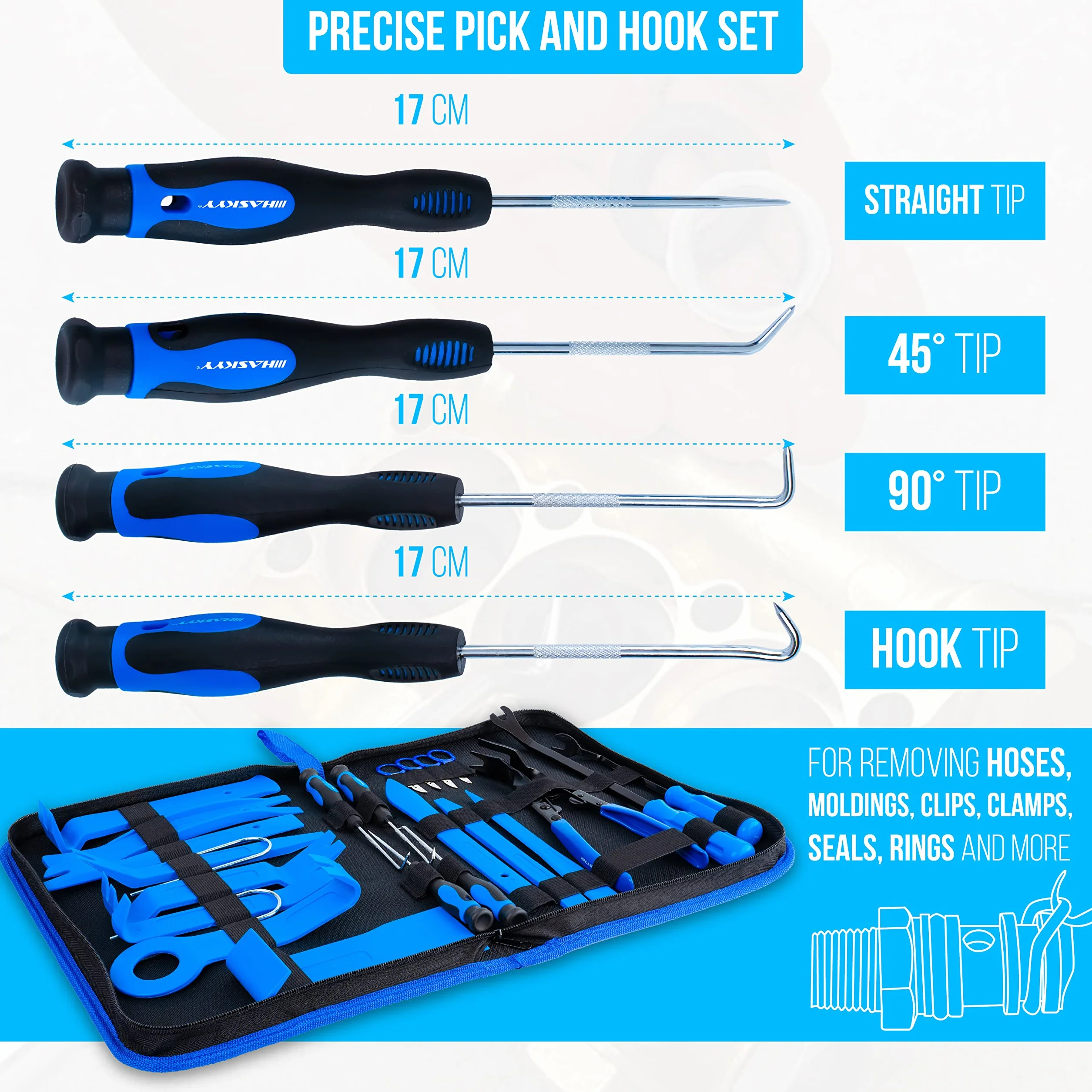 HASKYY Attrezzi Smontaggio Auto Set 24 pz, Leve per Rivestimenti, Estrattore Clip, Utensili Plastica