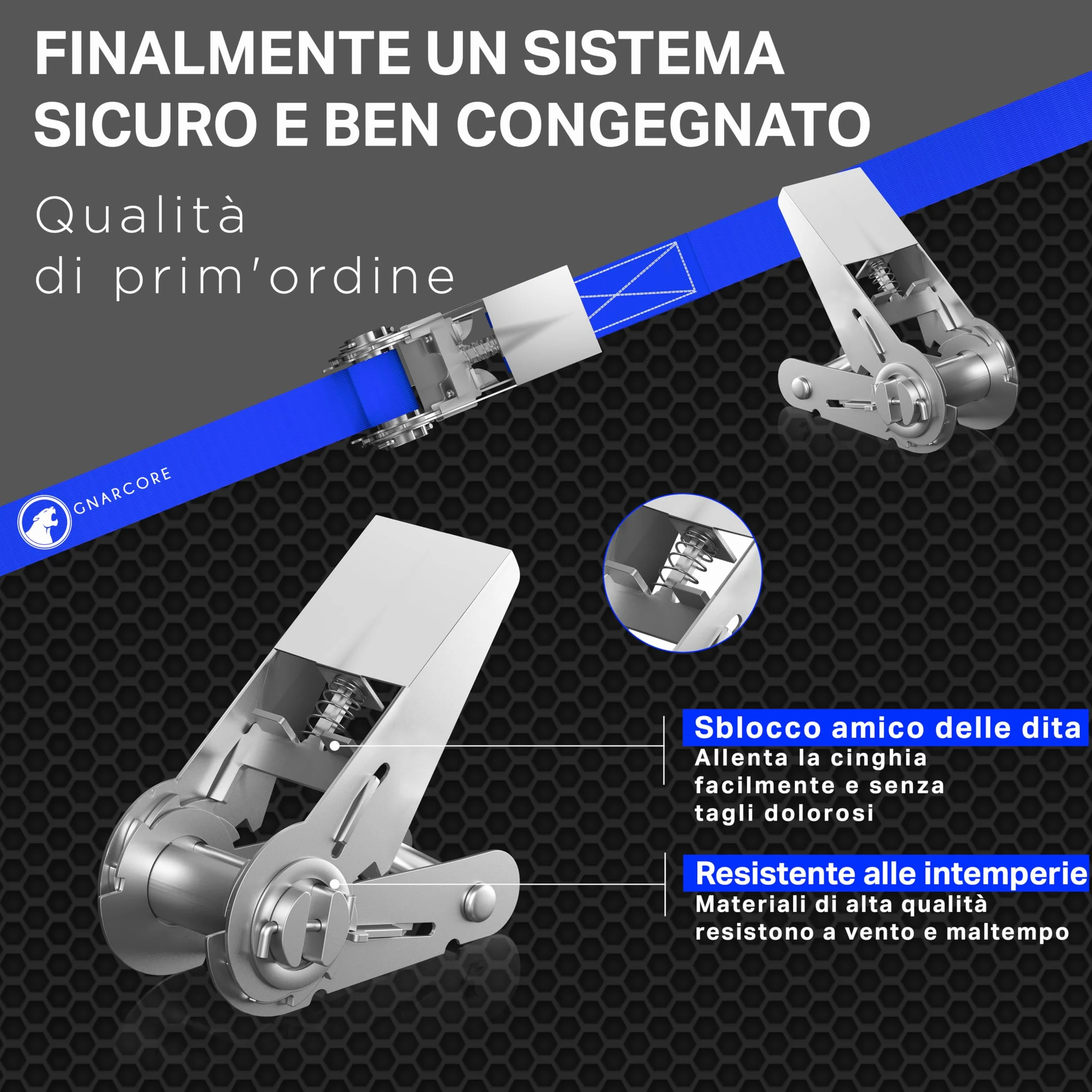 Cinghie di Fissaggio a Cricchetto 25mm 600kg DIN EN 12195-2 4m 6m Rosso Nero Blu Arancione