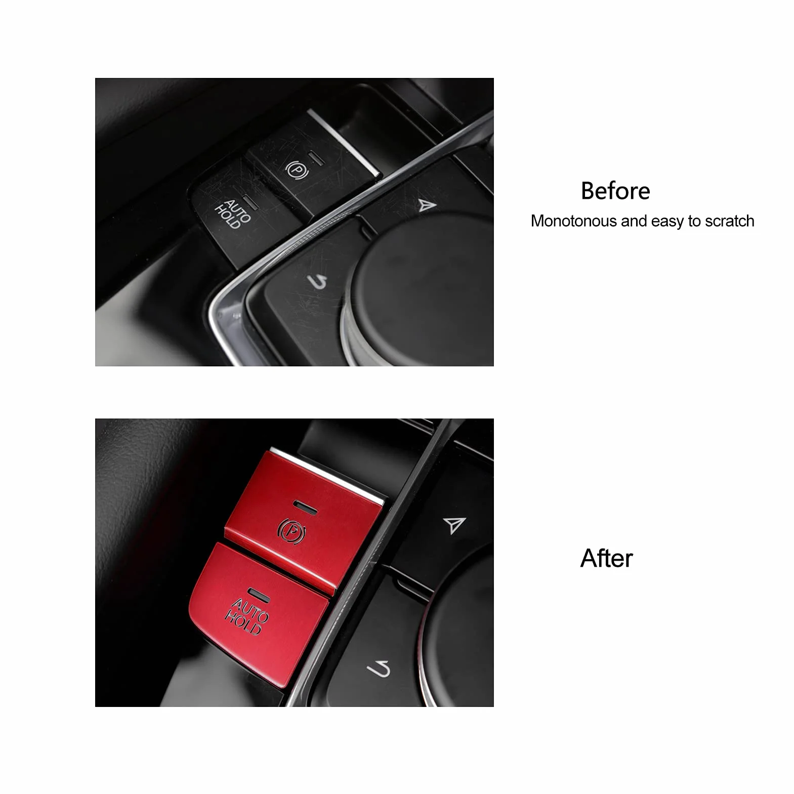 Pannello per cambio centrale, copertura per pulsanti, accessori per auto, 8 pezzi, colore rosso