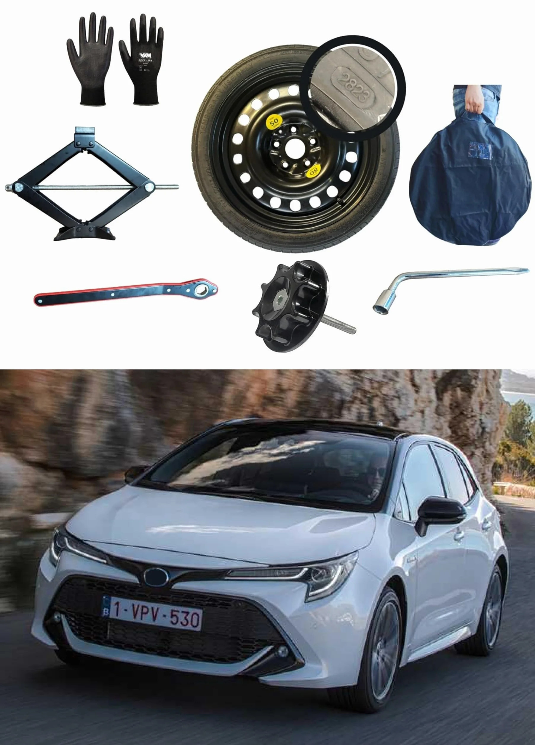 Komplet Zapasowy 17" do Toyota Corolla 125/70R17 z Podnośnikiem i Kluczem
