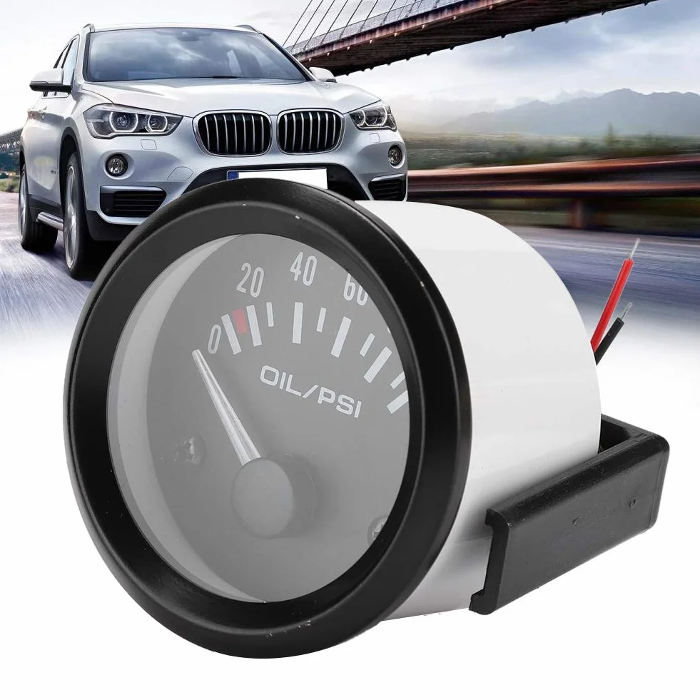 VOBOR Manometro della Pressione dell'olio, Misuratore della pressione dell'olio, 52mm/2in 12v Indicatore Manometro Olio Elettromagnetico Universale Strumento di Modifica Automatica