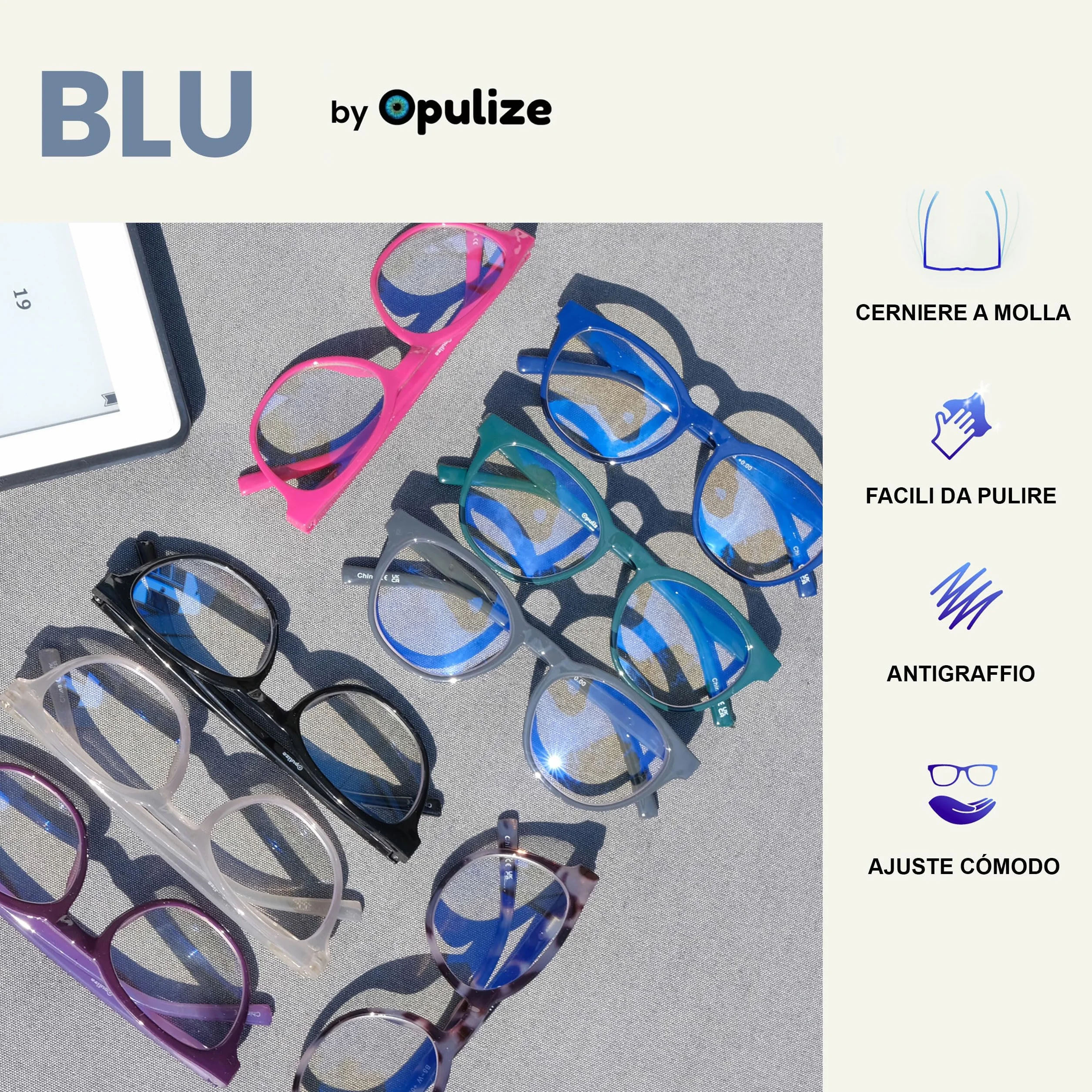 OPULIZE BLU Occhiali da lettura Protezione UV Multipack Color Magnification