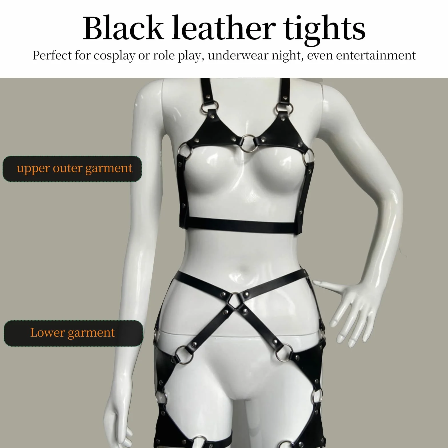 Set di Lingerie Bondage con Imbracatura in Finta Pelle, Cintura per Il Corpo, Cinghie per Il Petto, Giocattoli Erotica Fetish