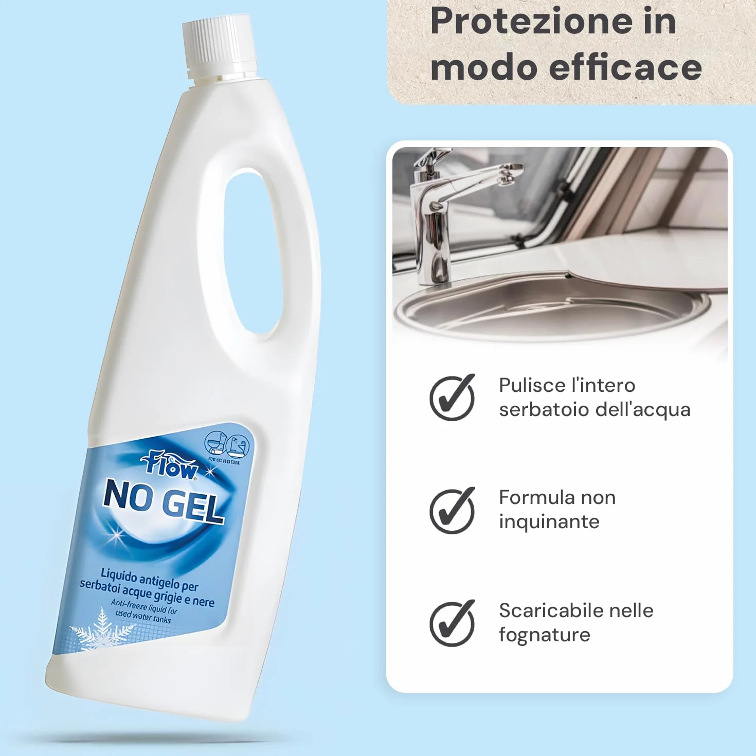 Wintem Liquido Antigelo Non Inquinante 2L Protegge Acque Nere Grigie Camper Roulotte