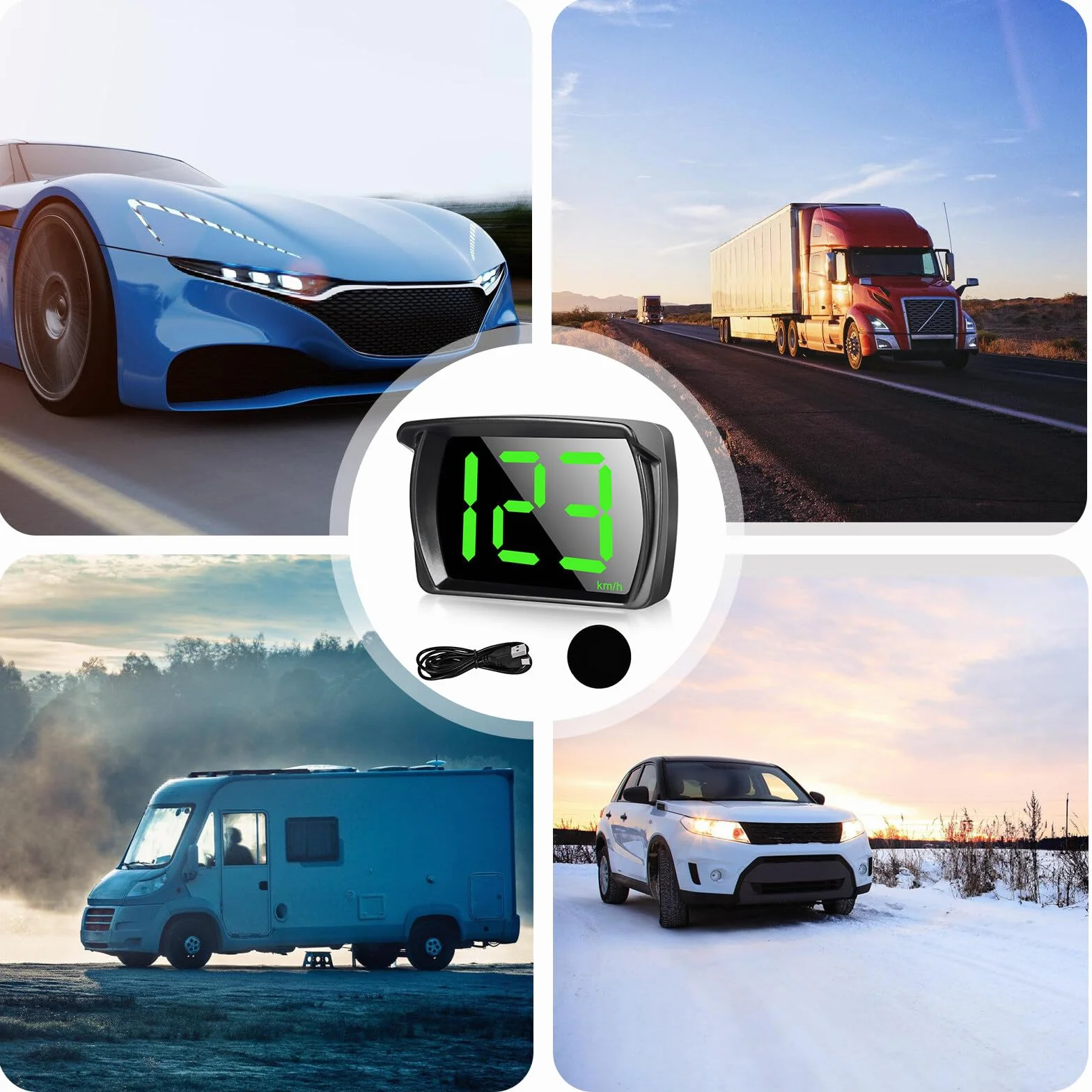 Aicharynic Head Up Display Auto HUD: Tachimetro Digitale Universale con GPS + Beidou Dual Chip USB KMH