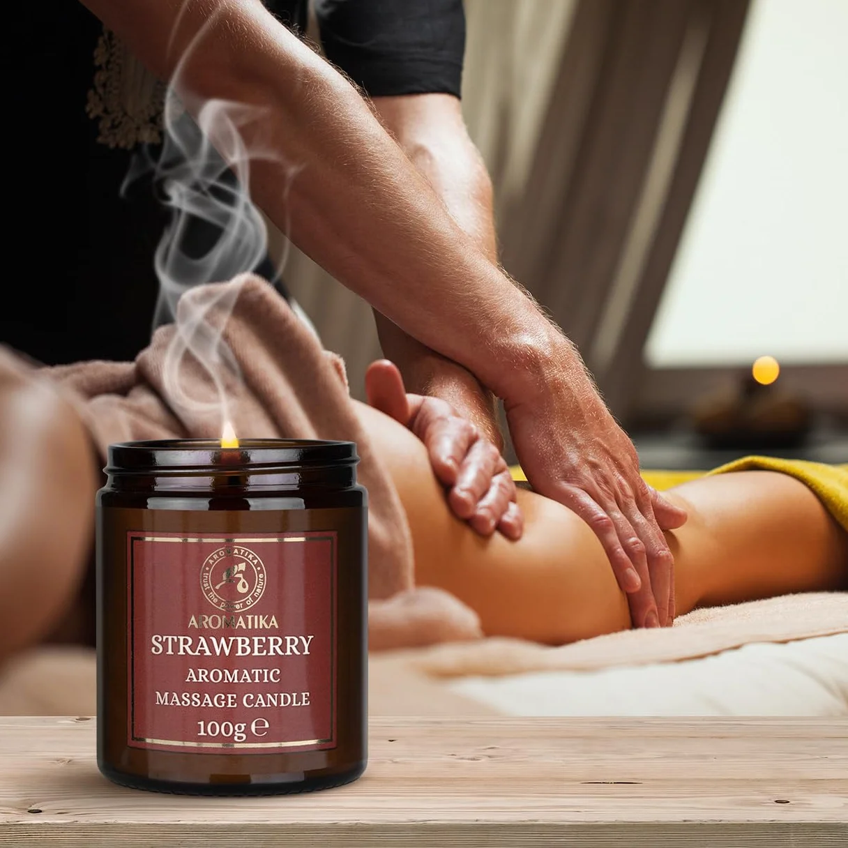 Candela da Massaggio Fragola 100g - Cera di Soia - Oli di Cocco e Mandorle - Vaniglia - Massaggio Rilassante - Aromaterapia