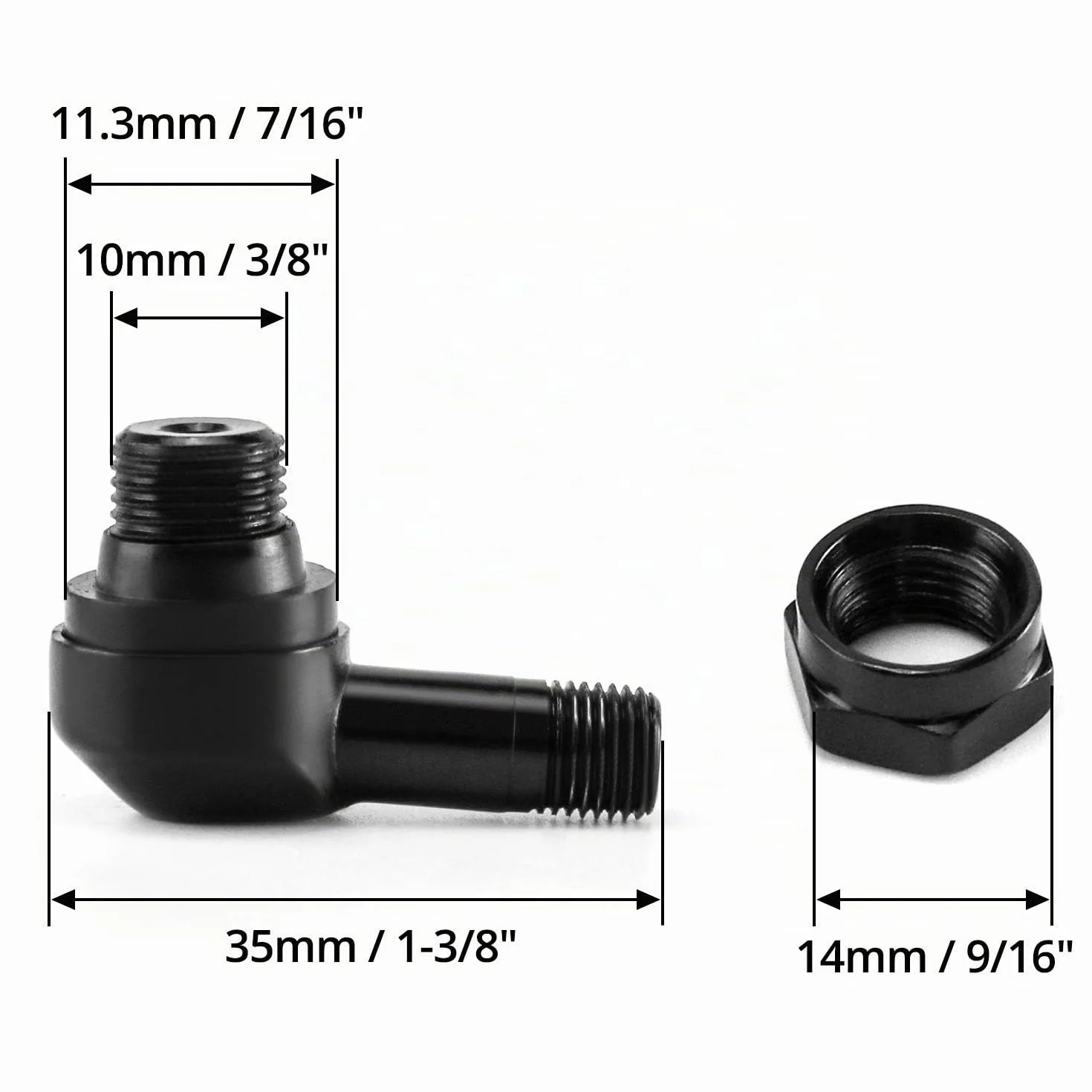 QWORK Adattatore Valvola Pneumatico 90° Lega Alluminio Nero 2 Pezzi