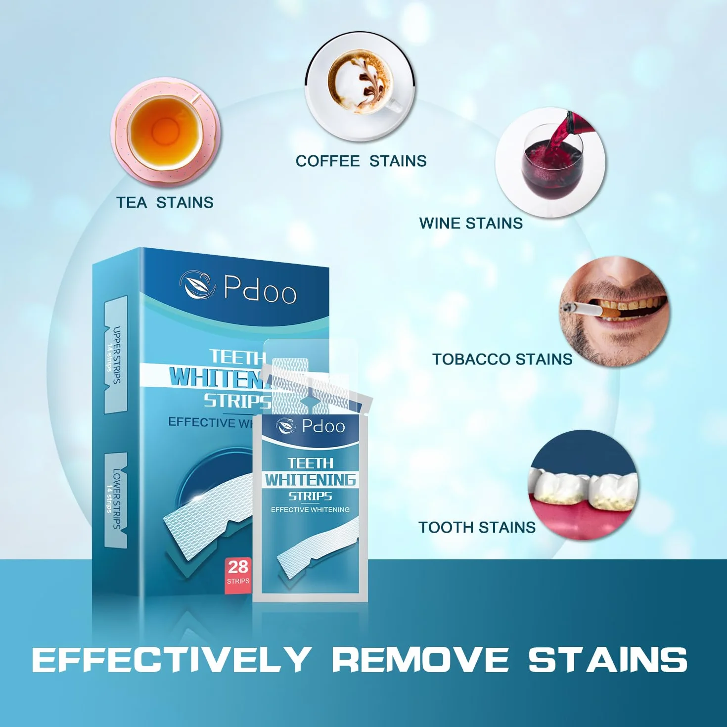 Strisce Sbiancanti Denti Professionale 28 Pezzi - Kit Sbiancamento Denti a Casa Senza Perossido Effetto Rapido