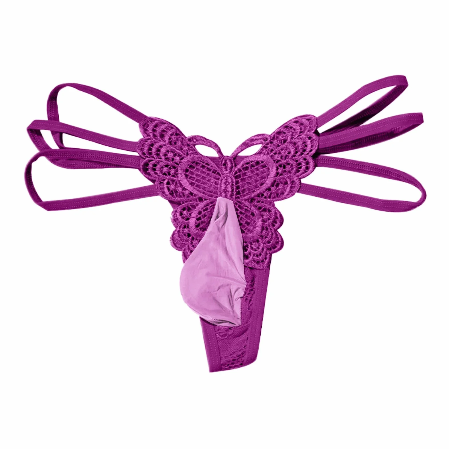Perizoma Uomo con Bretelle a Farfalla Pizzo, Biancheria Intima Seducente