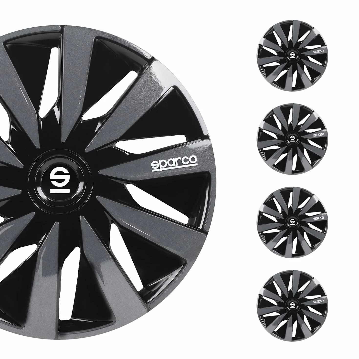 Sparco Set 4 copricerchi 14" pollici nero grigio