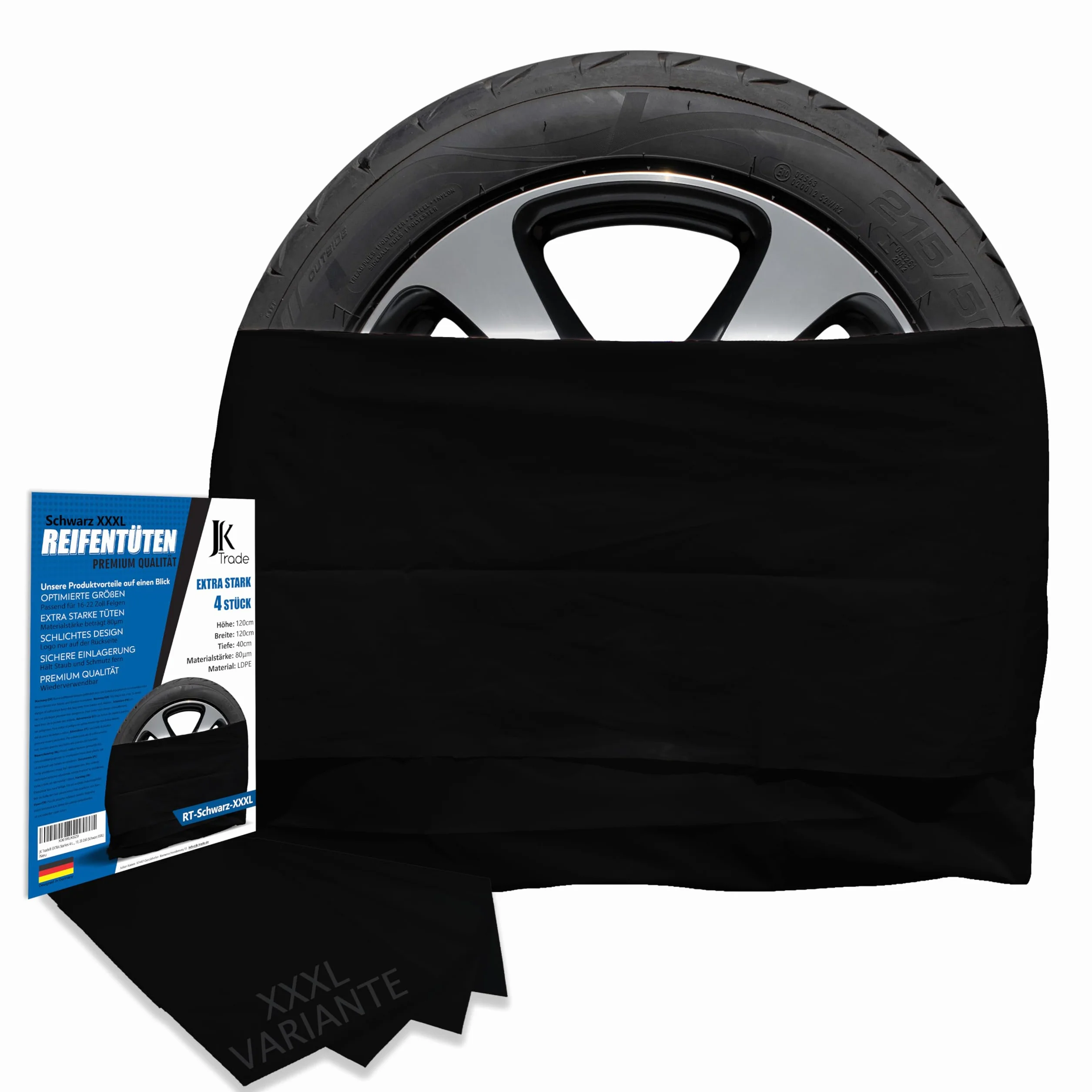 Set di 4 Borse per Pneumatici Extra Resistenti JK Trade® per 16-22 Pollici