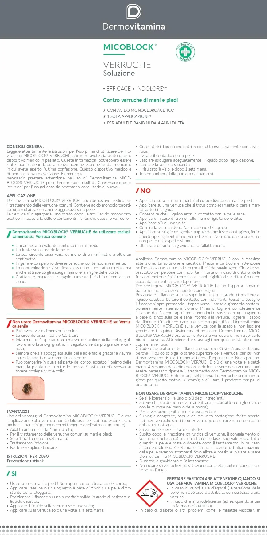 Dermovitamina Micoblock Verruche Cryo 38 ml - Rimozione Verruche per Mani e Piedi - Effetto Crioterapia per Adulti e Bambini 4+
