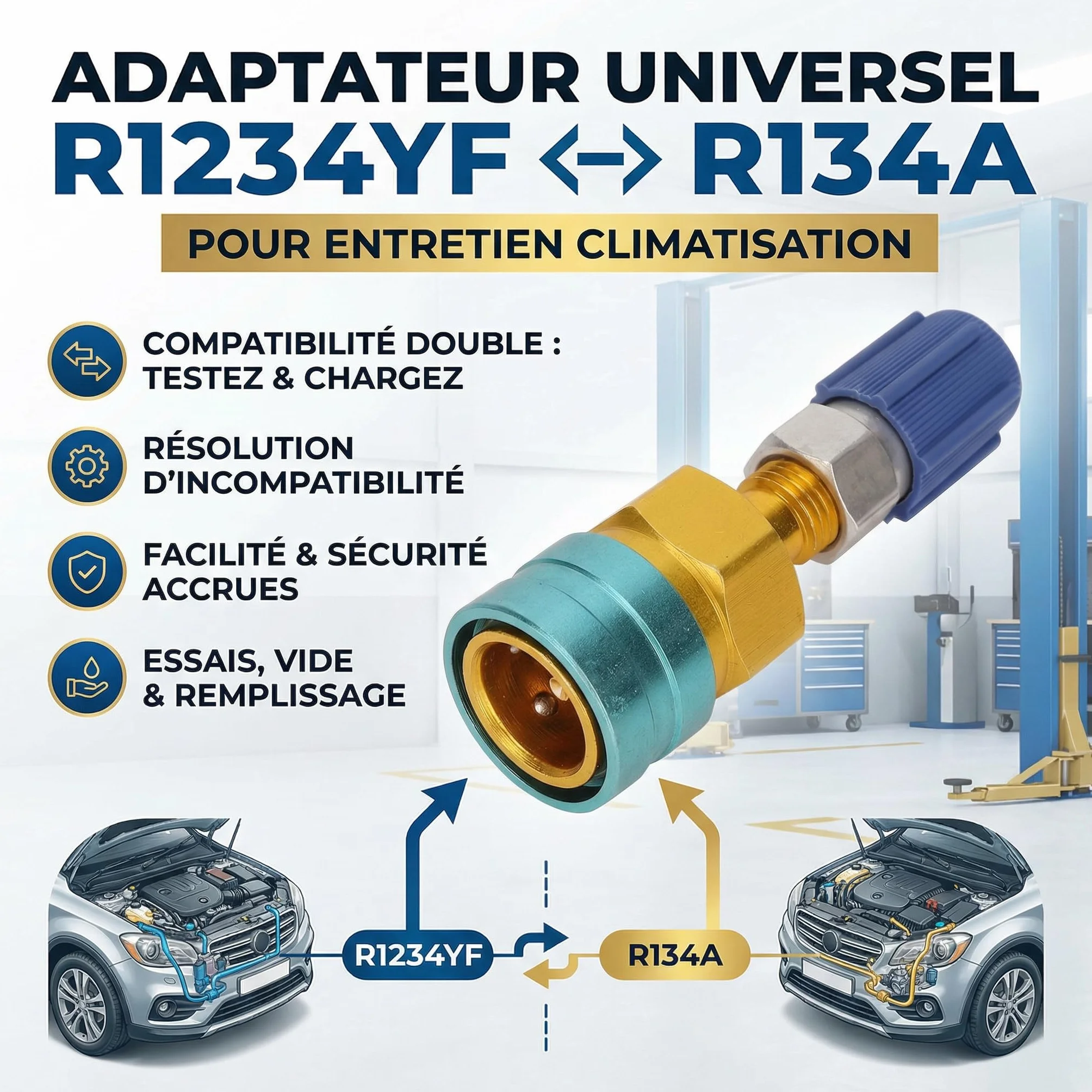Adattatore rapido climatizzatore auto R1234YF R134A basso lato aria condizionata raccordo