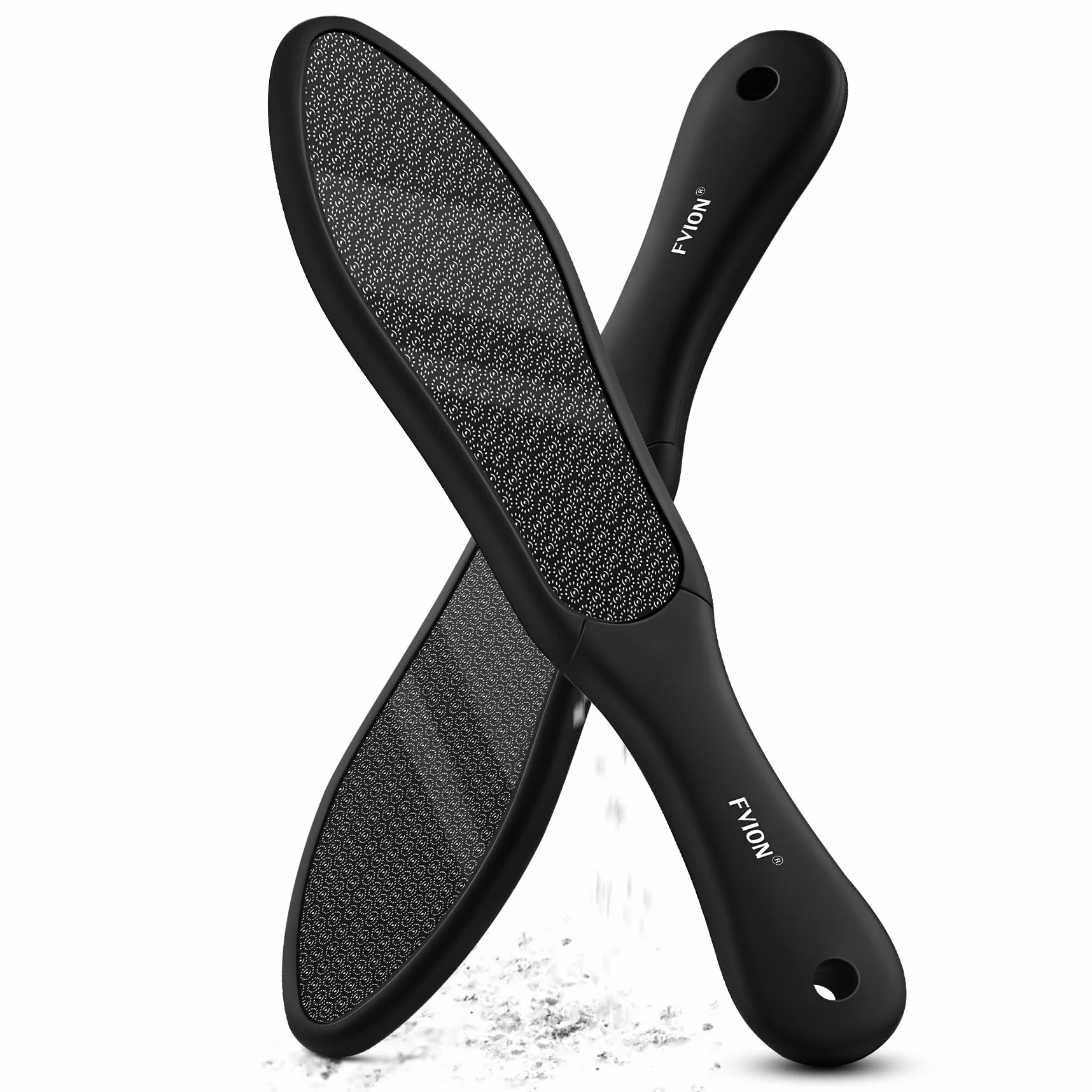 FVION Lima Piedi Nano Vetro, Raspa per Piedi e Talloni Secchi, Rimozione Calli e Duroni - Nero
