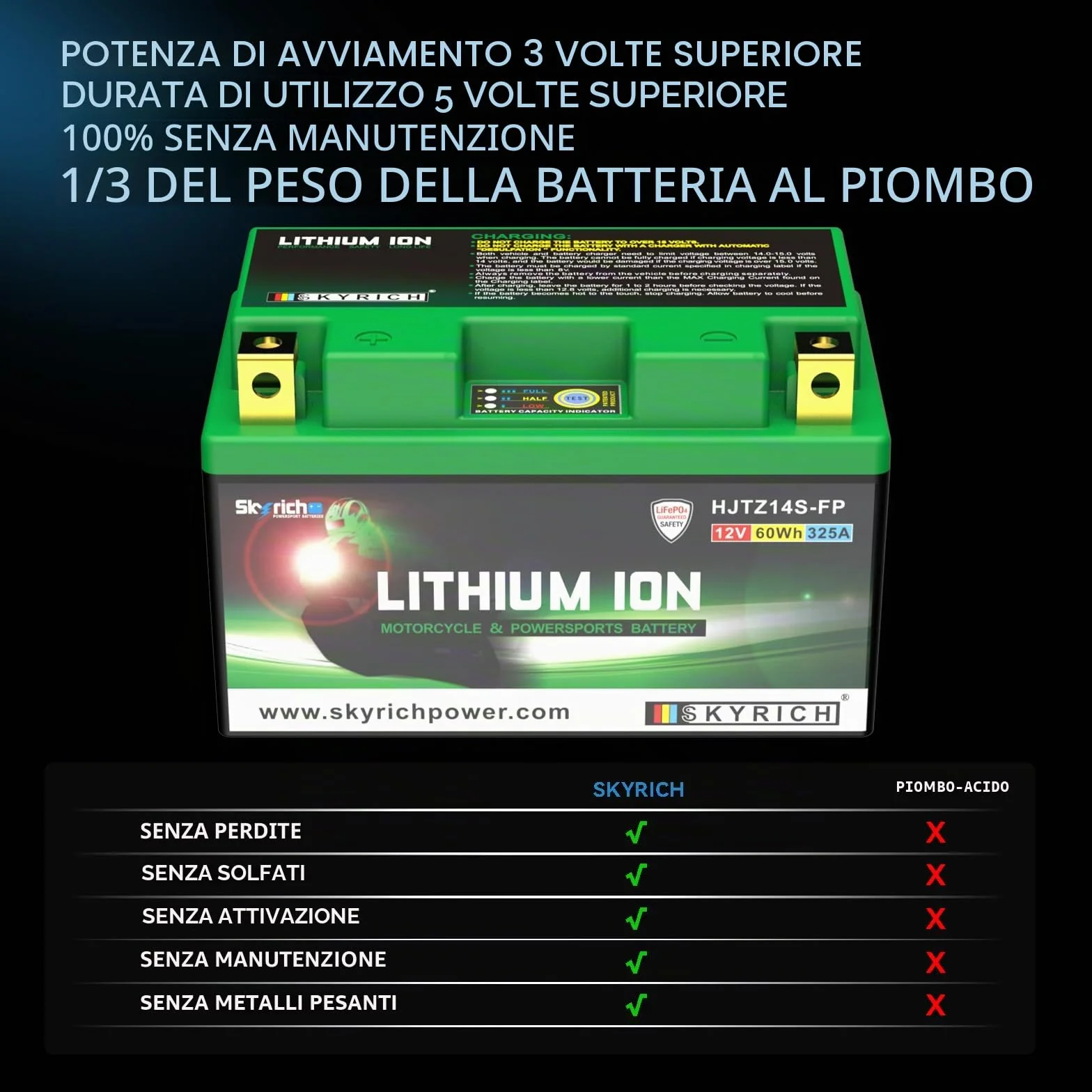 Skyrich HJTZ14S-FP Batteria Motocicletta