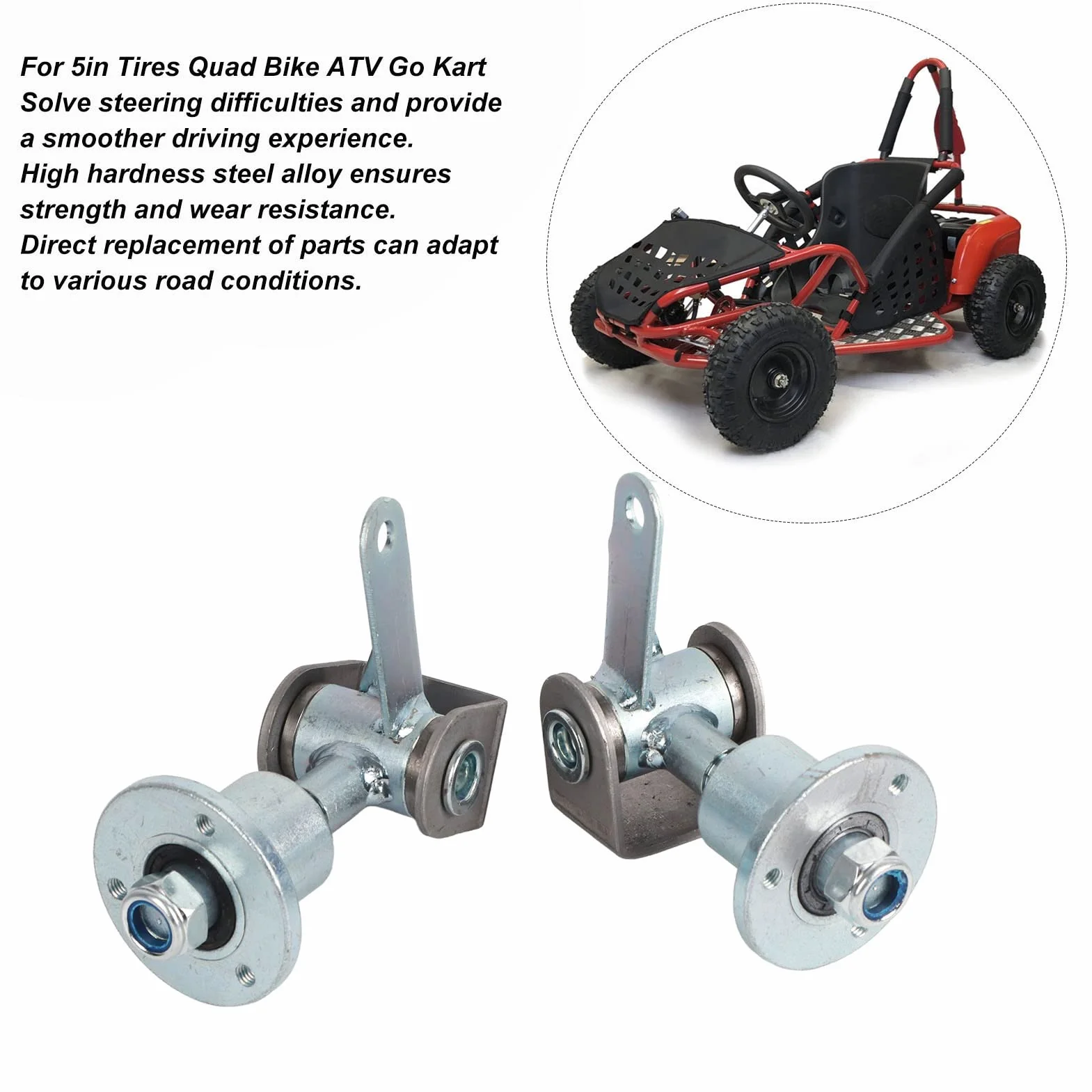 Set di Snodi dello Sterzo del Mozzo della Ruota da 17 Mm, Perno del Fuso a Snodo della Flangia del Cuscinetto della Ruota a 3 Prigionieri Per Pneumatici da 5 Pollici Go Kart ATV Quad Bike