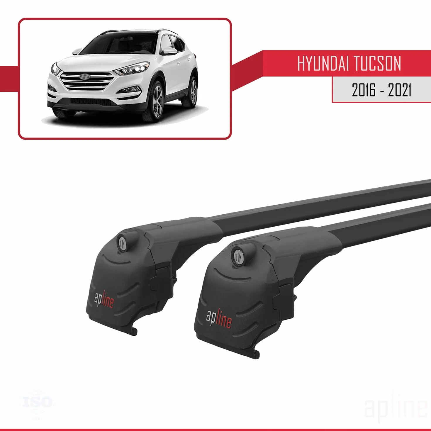 Compatibile con Hyundai Tucson 3 (TL) 2016-2021 Ace-2 Barre Tetto Portapacchi Auto Barre Portatutto Nero Alluminio 2 Barre