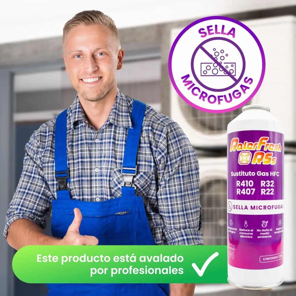 Ralerfresh RS R410, R32, R407 e R22 Ricarica di gas refrigerante organico per climatizzazione, Split ecologico efficace, ricarica rapida (bombola + tubo)