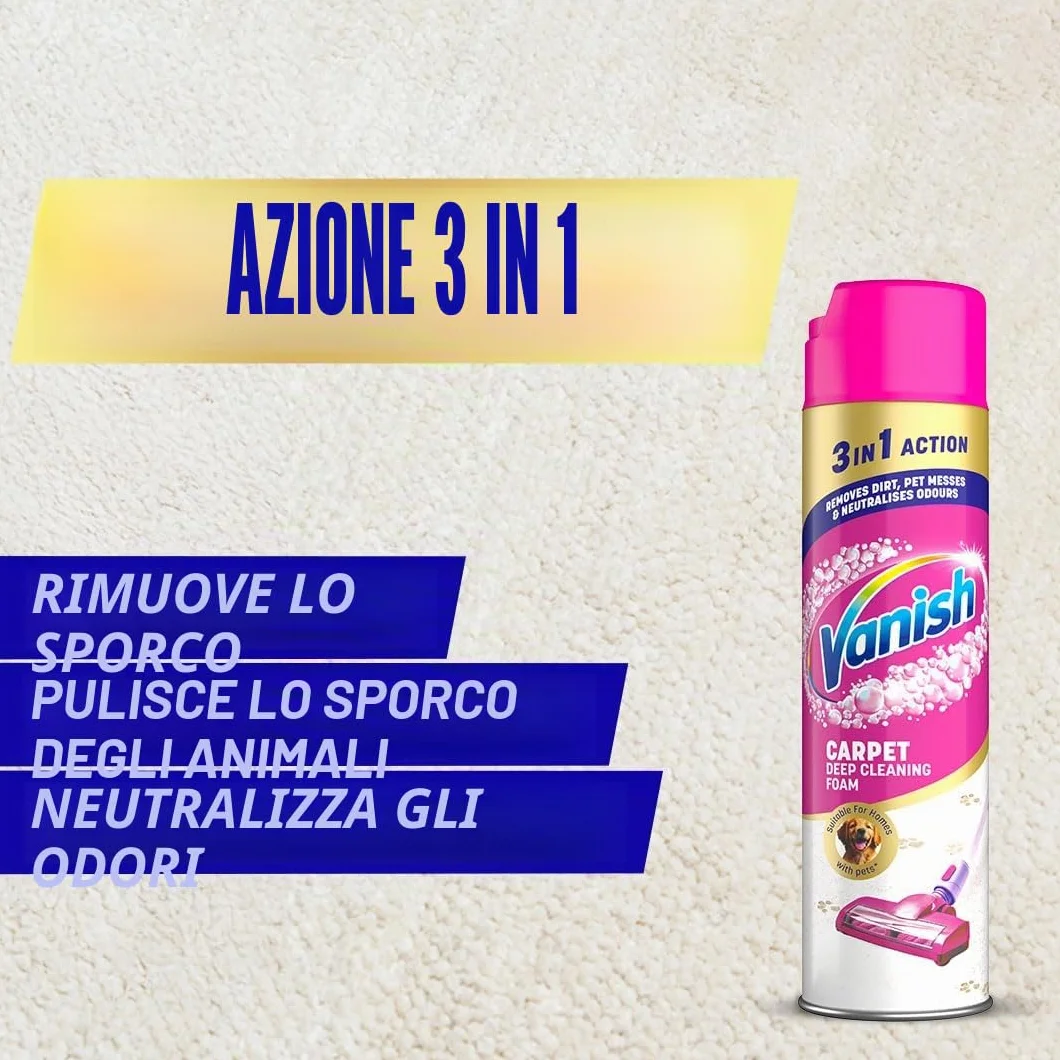 Vanish Gold Power Foam Shampoo Detergente per tappeti e tappezzeria 600 ml