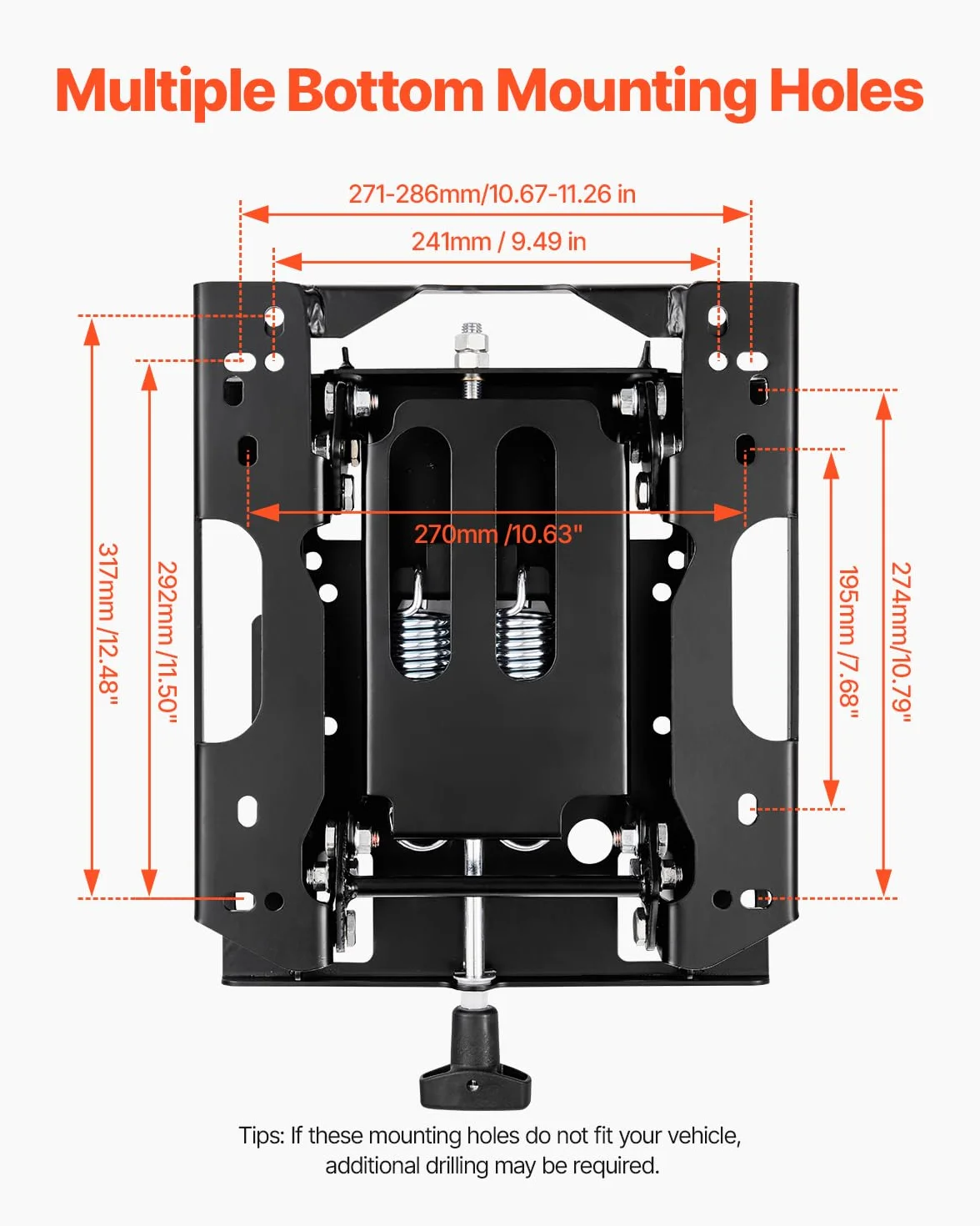 VEVOR Kit di Sospensione del Sedile Senza Binario Scorrevole, Sospensione Universale del Sedile con Sospensione Pneumatica per Tosaerba a Raggio di Sterzata Zero, per Carrello Elevatore, Bulldozer