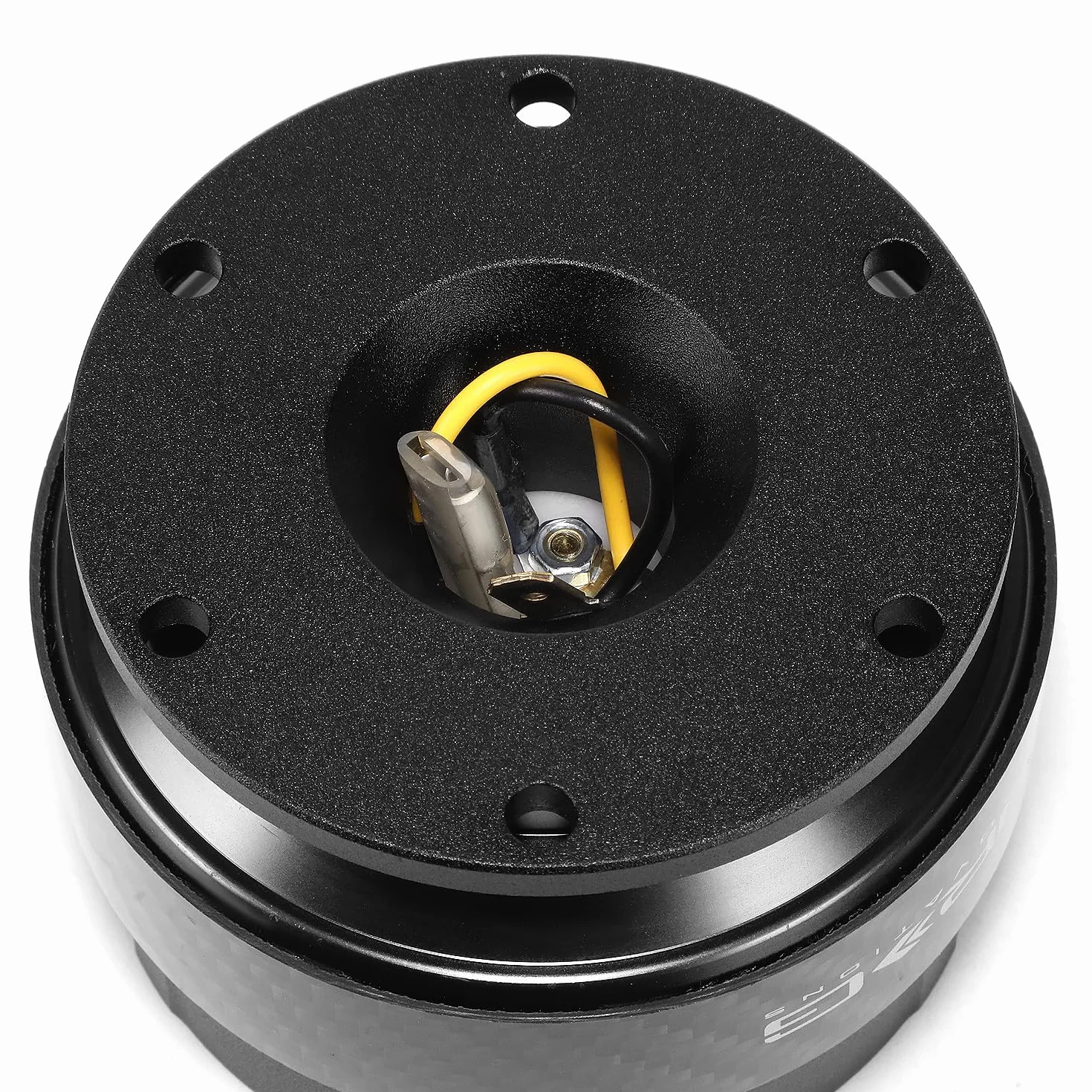 NRG Innovations Kit di sgancio rapido per volante generazione 2.0, corpo nero, anello in fibra di carbonio nero
