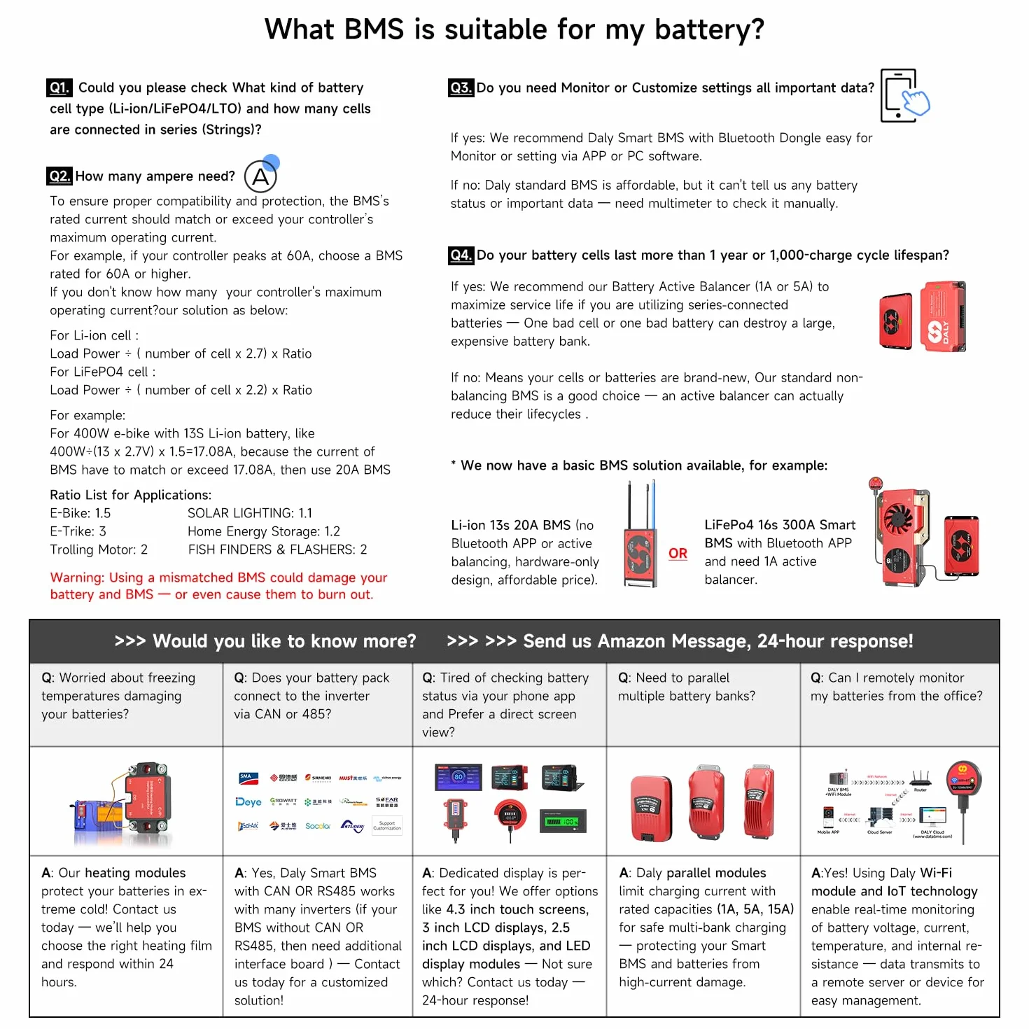 DALY BMS 12V 4S 200A Balance BMS con bilanciamento attivo delle celle 1A Bluetooth per pacco batteria LiFePO4