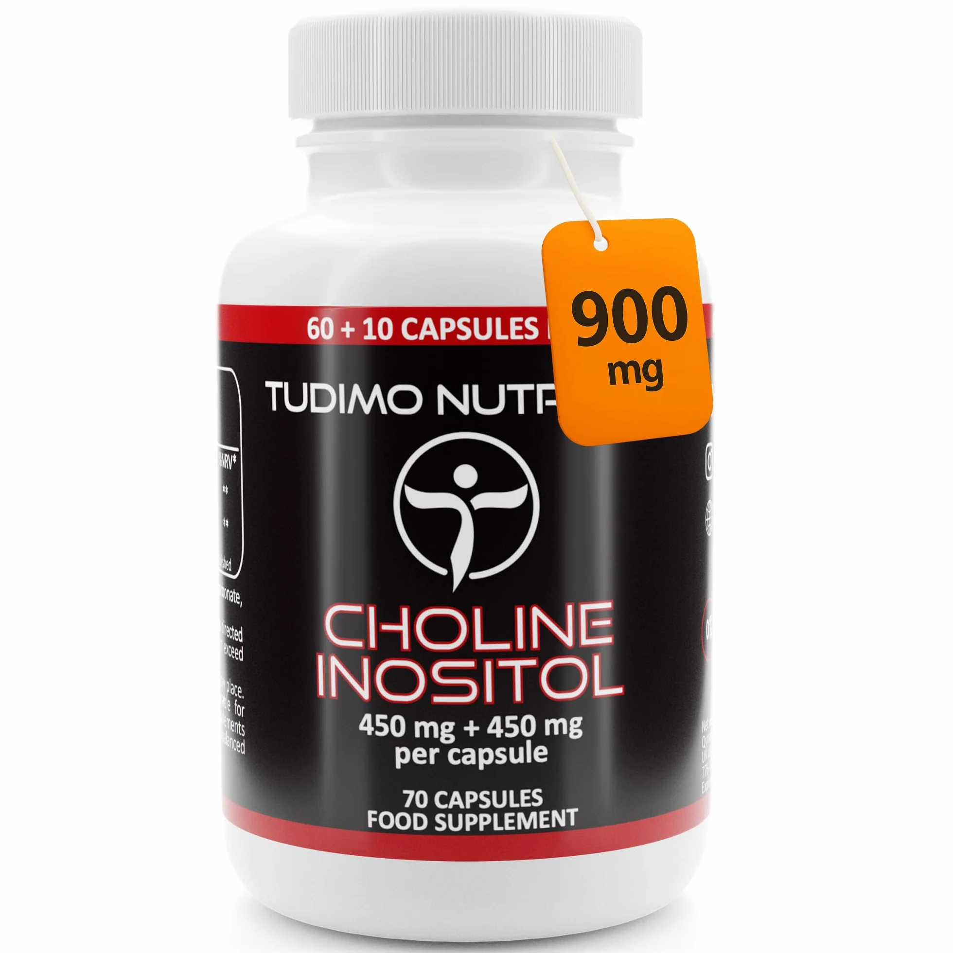 Colina e Inositolo Integratore Alto Dosaggio 900mg 70 Capsule Bitartrato di Colina Inositol Polvere Pura