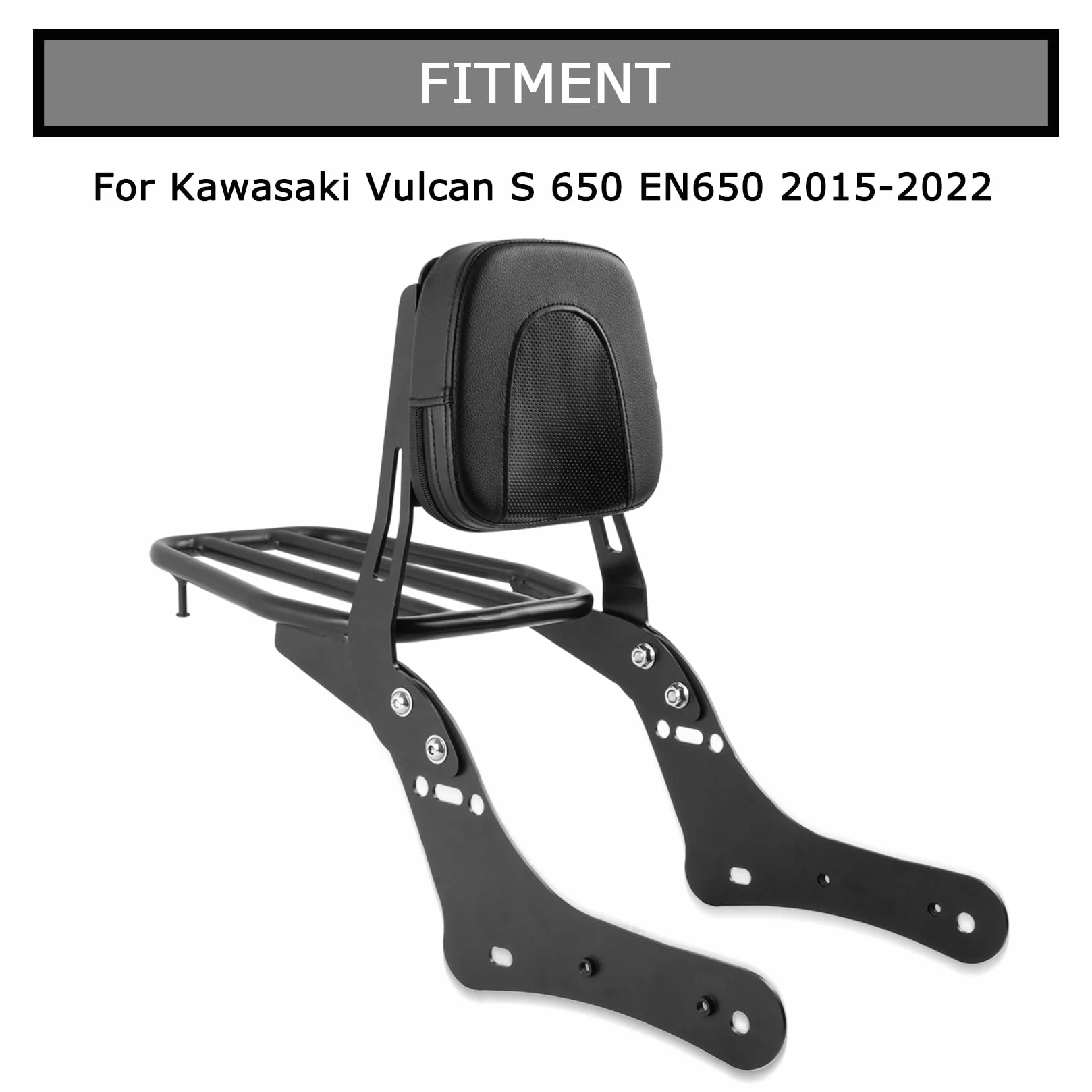 PSLER Schienale Posteriore per Moto con Portapacchi per Vulcan S VN650 EN650 S650 2015-2024, Sissy Bar per Schienale Passeggero con Supporto per Carico Accessori Moto