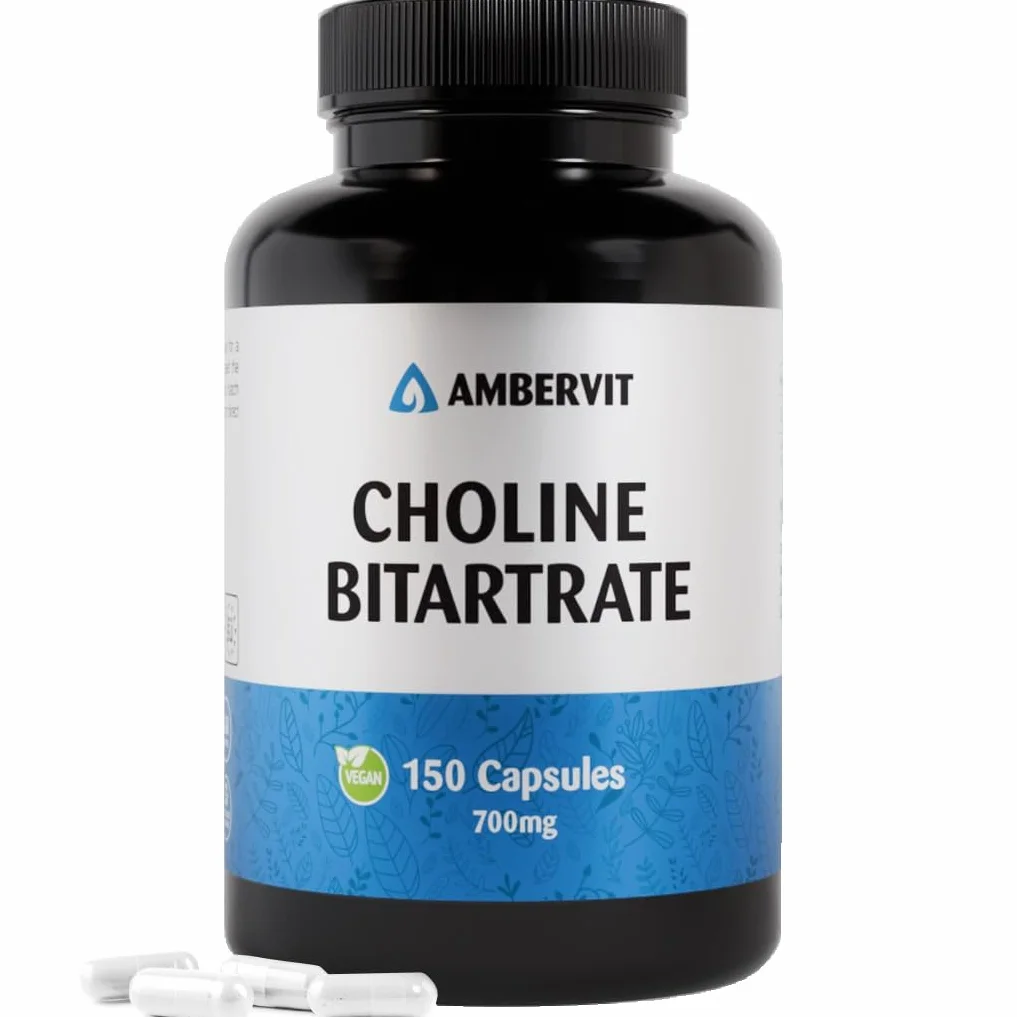 Colina Integratore 700mg 150 Capsule Bitartrato Alto Dosaggio Non-OGM Senza Glutine Ambervit
