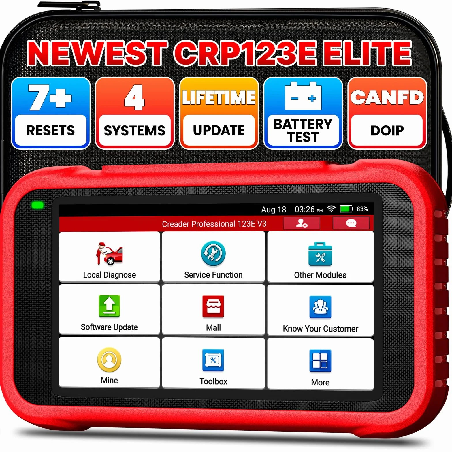 LAUNCH CRP123E V3.0 OBD2 Diagnosi Auto Professionale con 4 Sistemi ABS SRS Motore Trasmissione, 7 Reset CANFD DOIP Aggiornamenti WiFi