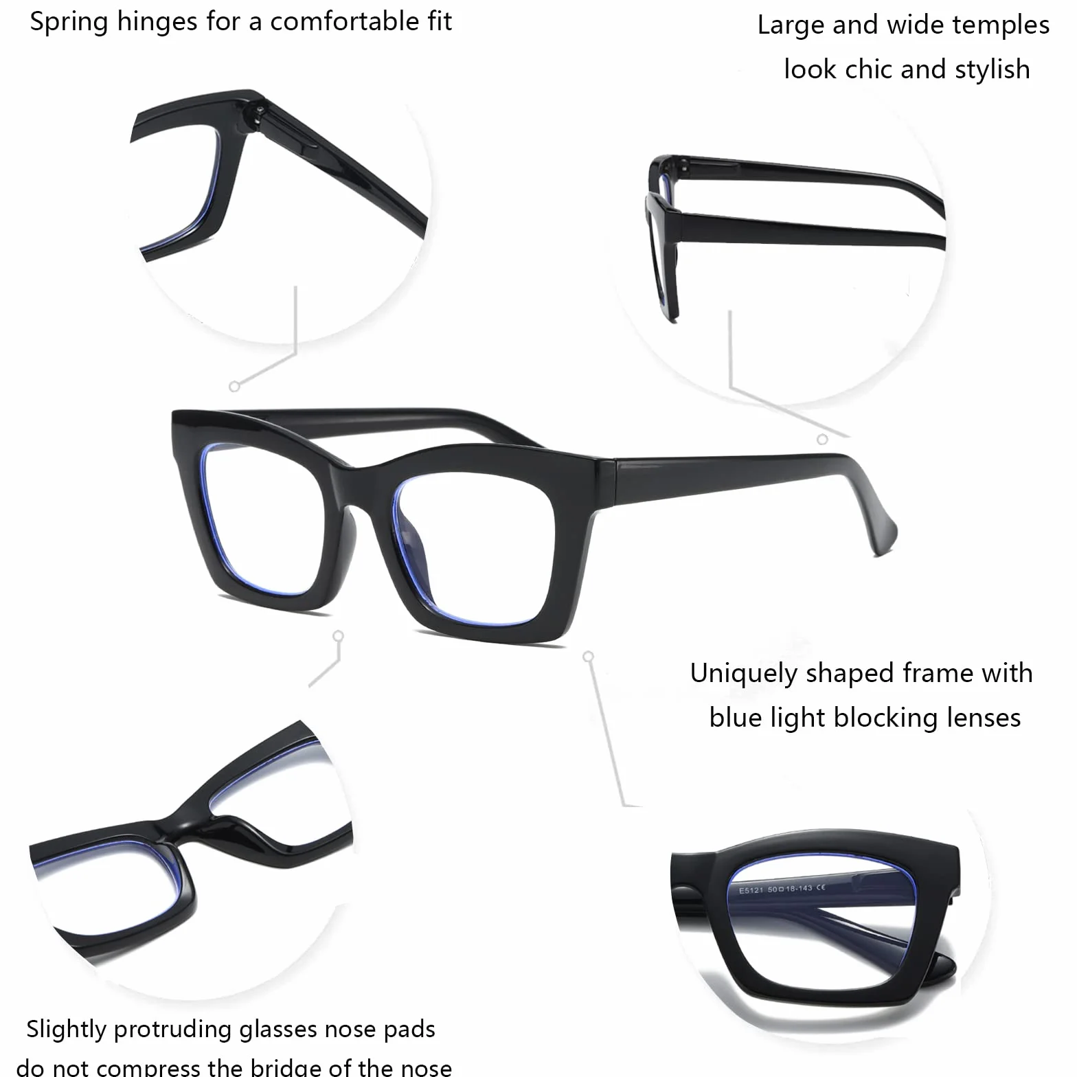 Hubeye Okulary do czytania dla kobiet Retro Moda z zawiasem sprężynowym Okulary antyniebieskie światło (Czarny+Zielony, 2.50)