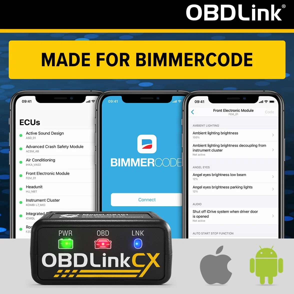 OBDLink CX Adattatore OBD2 Bluetooth 5.1 BMW Mini BimmerCode iPhone iOS Android Codifica Diagnostica OBD II