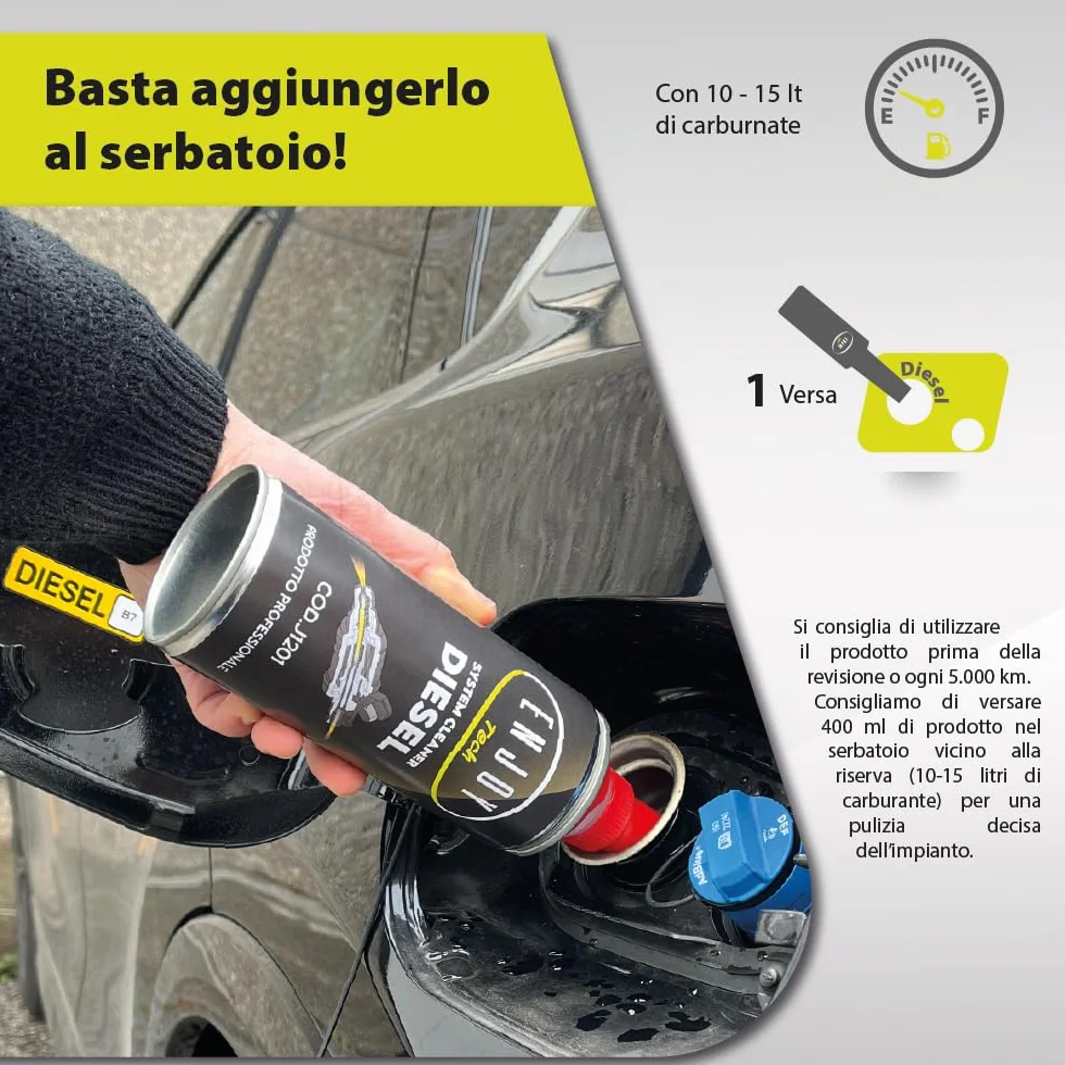 ENJOY TECH System Cleaner Diesel 400ML - Additivo Professionale Pulizia Iniettori Protezione Motore