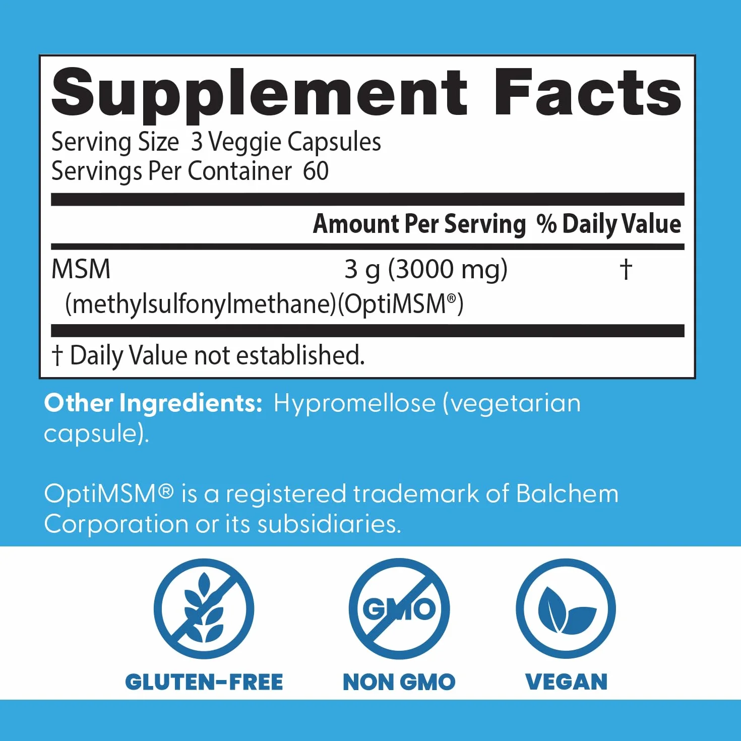 Doctor's Best MSM with OptiMSM Vegan 1000mg 180 vcaps