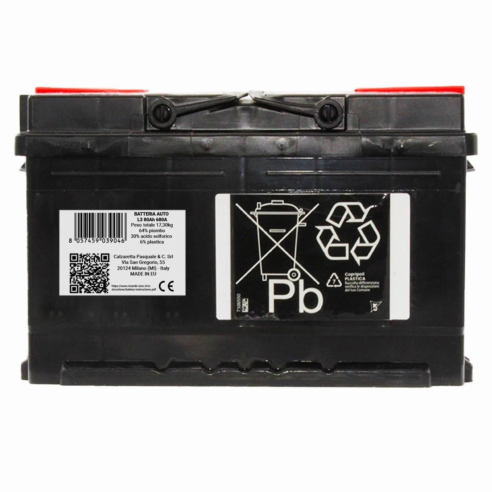 BATTERIA AVVIAMENTO AUTO ORIGINALE SPEED L3 80AH 12V 680A POLO POSITIVO A DESTRA (278x190x175)