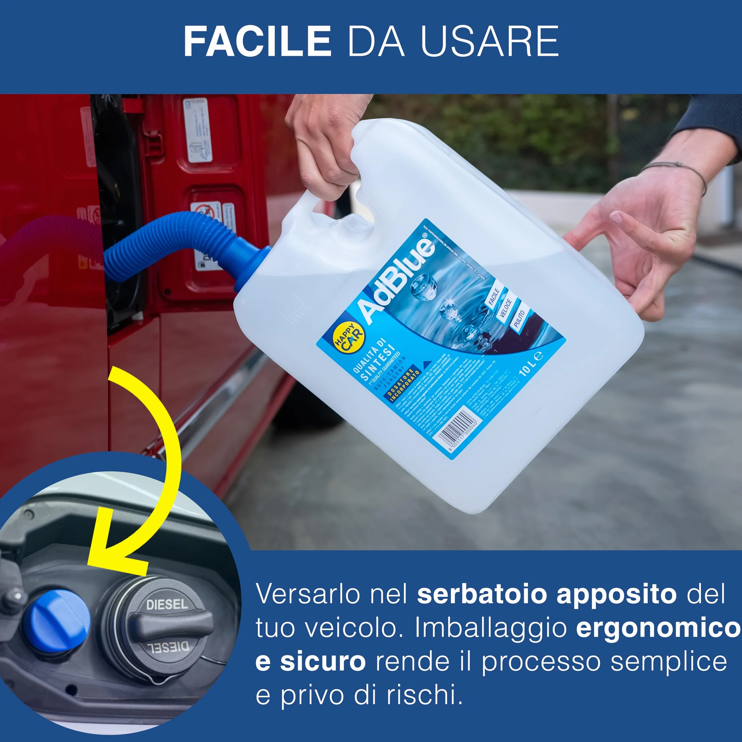 HappyCar AdBlue 10L Liquido per Gas di Scarico per Motori Diesel con Sistema SCR ISO 22241