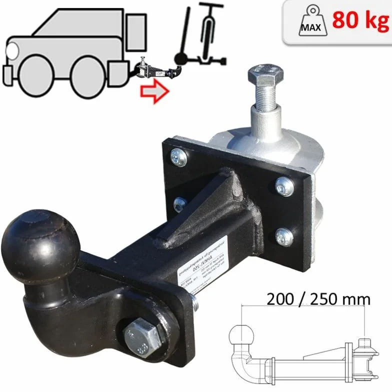 Universale prolunga Gancio di Traino per portabici per Ogni Tipo di Gancio di Traino - Fisso e Estraibile (250 mm, Standard)