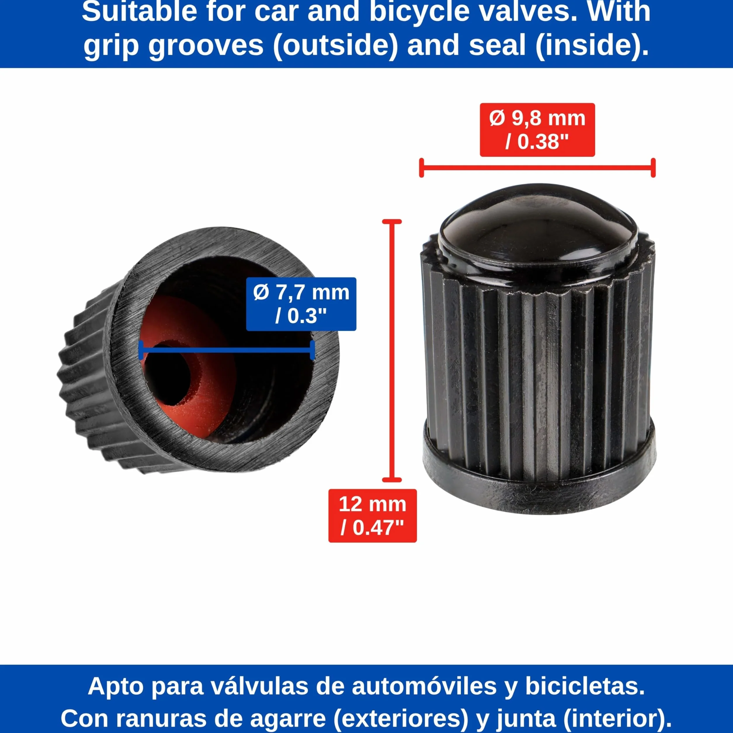 Tappo Valvola ABS 10 Pezzi Nero Copripolvere con Guarnizione per Auto Moto Rimorchi Biciclette
