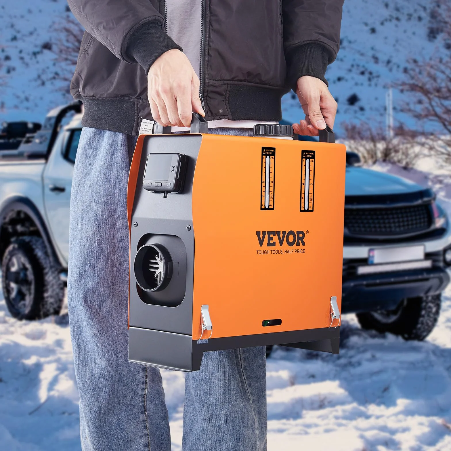 VEVOR Riscaldatore d'Aria Diesel Portatile 12V 5-8KW 0,16-0,52 L/h 8℃-36℃ Regolabile 15-20 m² Telecomando LCD Serbatoio 5L