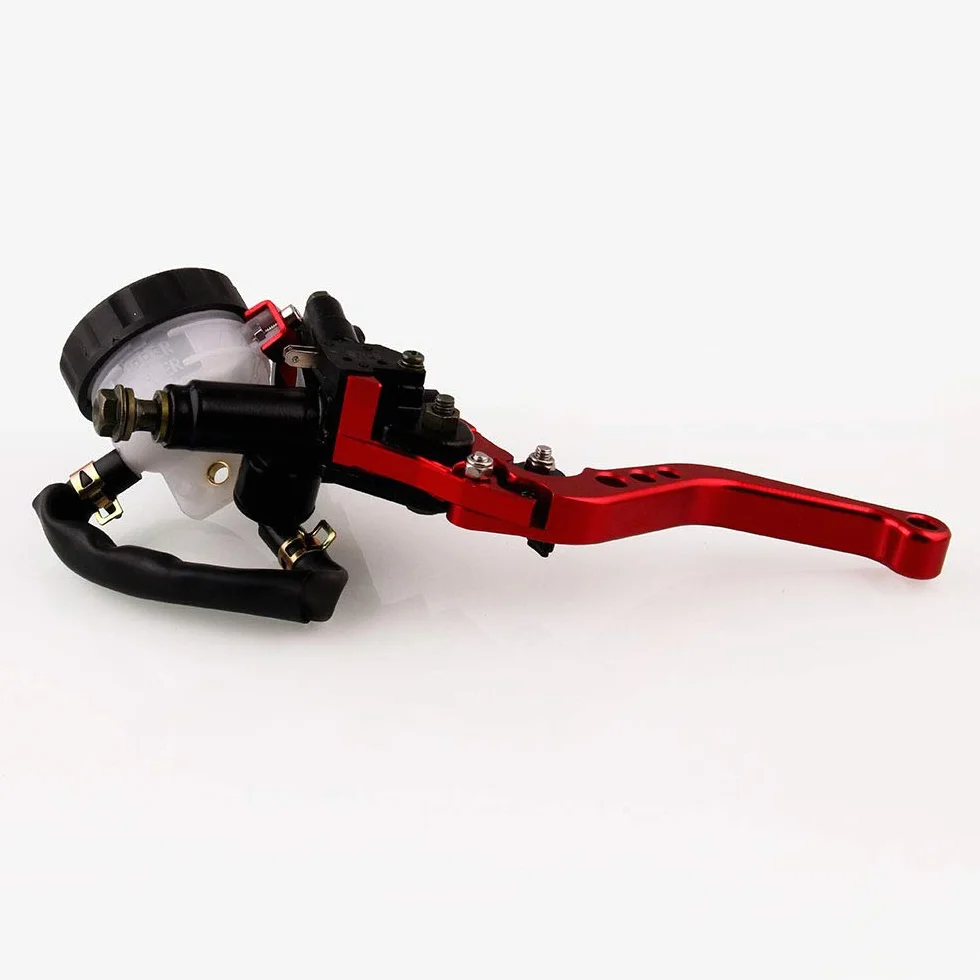 leve freno frizione moto,7/8" 22mm gruppo frizione a clacson regolabile con pompa idraulical,Freno manubrio universale in alluminio,per Honda Suzuki Kawasaki Yamaha D10 (Rosso)