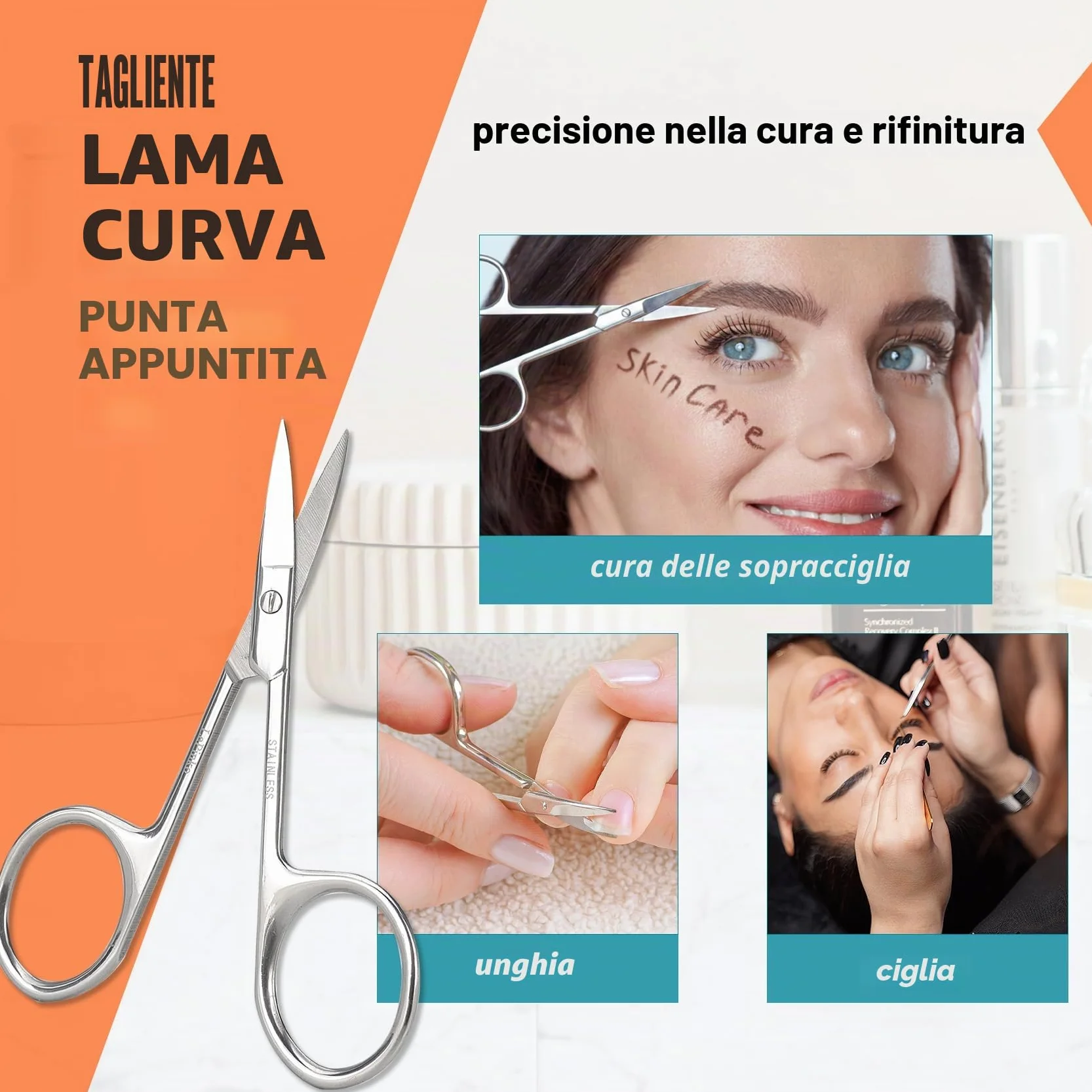 Forbici per la cura dei capelli del viso – kit di rifilatura per sopracciglia, naso, baffi, barba, orecchie
