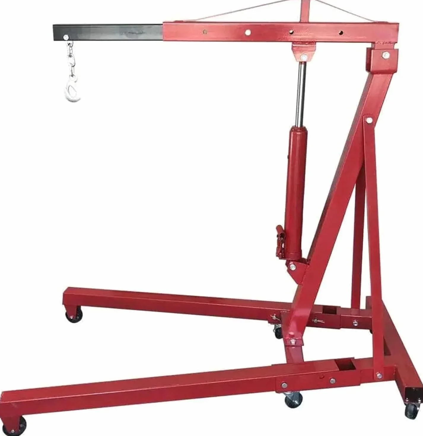 TANIASHOP Gru Gruetta Paranco Alzamotore idraulica da Officina Pieghevole da 2 Tonnellate Gru alza Motori Sollevamento Motori con Ruote Trasportabile Ideale per Officine e Garage