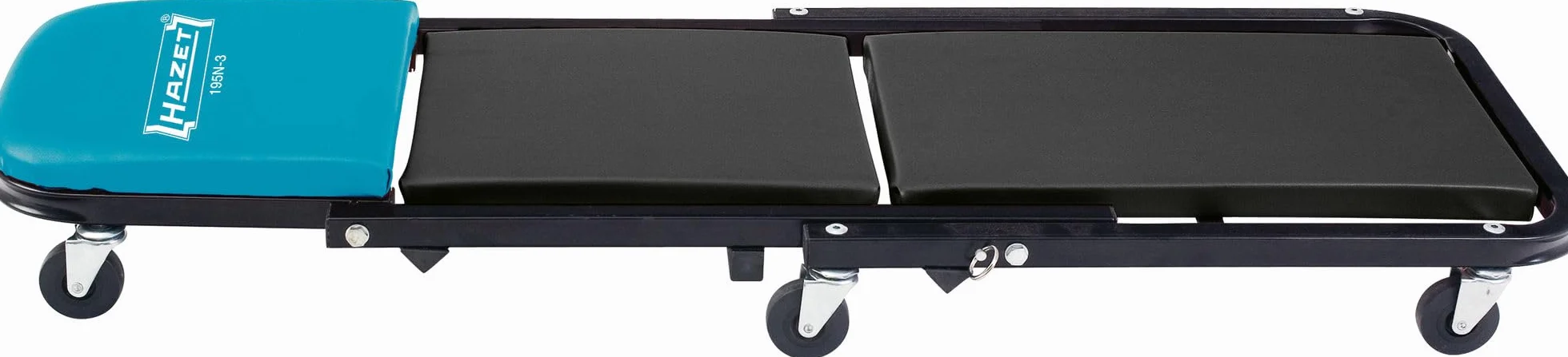 HAZET Lettino a rotelle 195N-3, portata fino a 150 kg, robusto telaio in tubolare d'acciaio, lettino e poggiatesta imbottiti, facile cambio tra lettino e seduta, dimensioni L 1198 x L 440 x H 135 mm