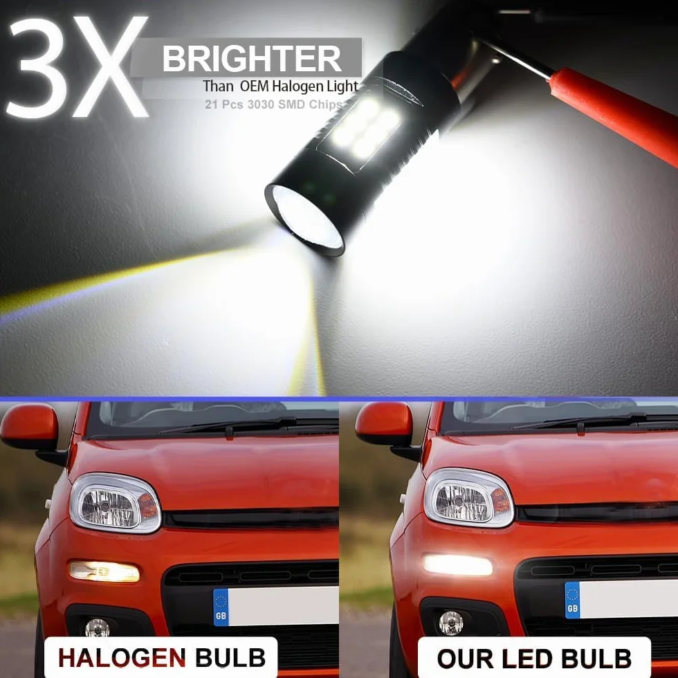 Luci diurne DRL 21 LED P21W BAY15D CANBUS per Fiat Panda 3° 2012-2022 6000K