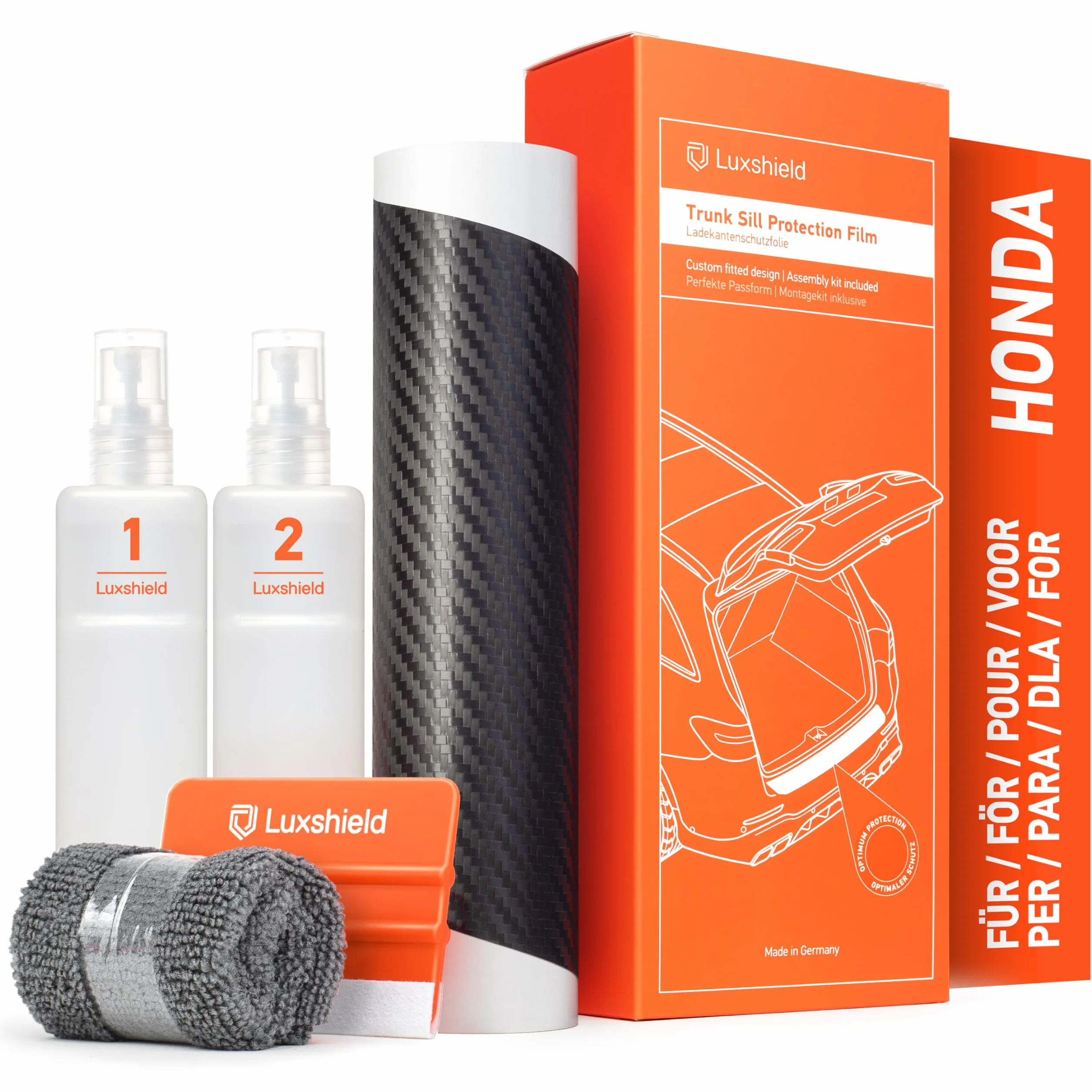 Luxshield Pellicola Protettiva per Bordo di Carico Honda Jazz 4 IV 2020-2026 Carbonio Nero