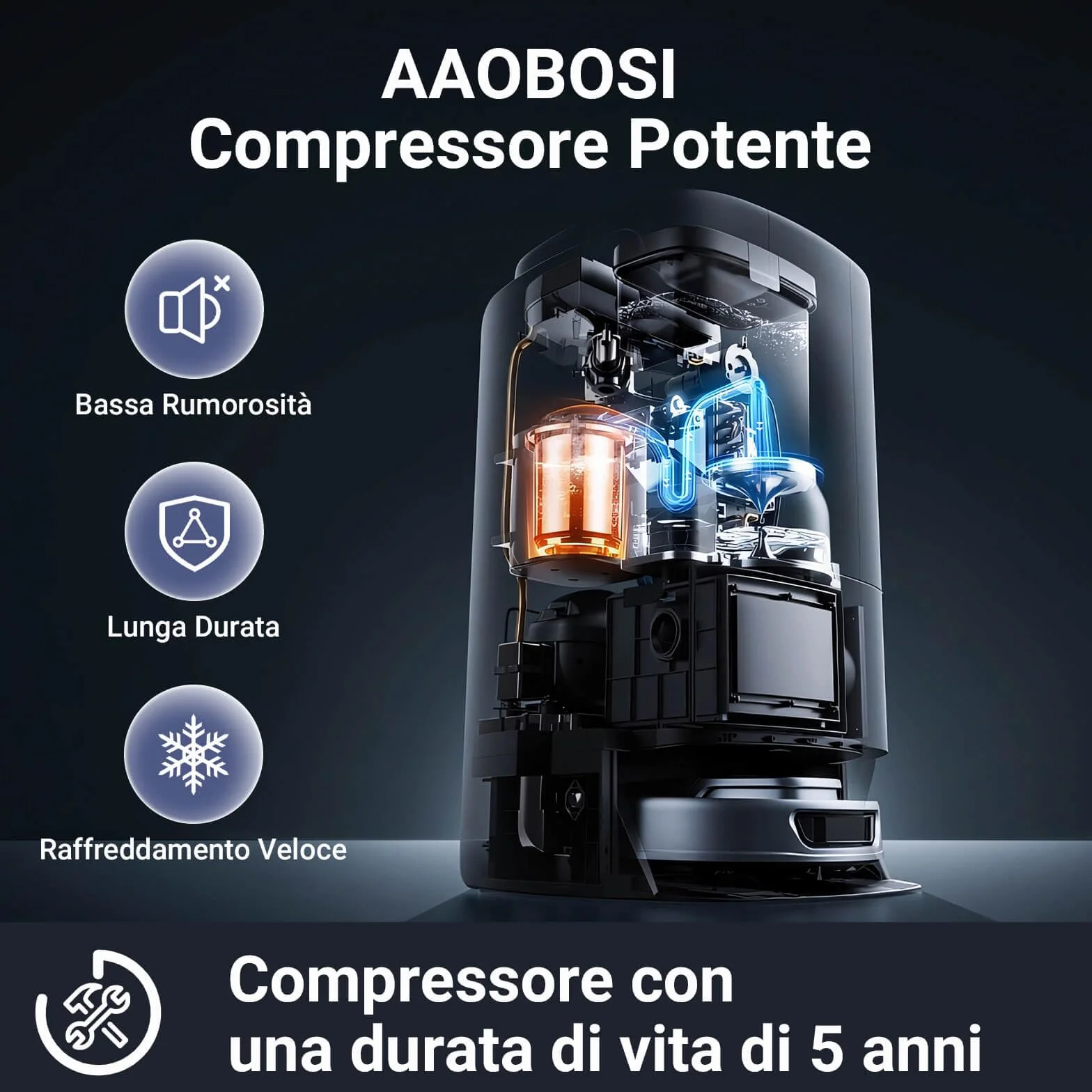 AAOBOSI Frigo Portatile 15 litri, 12V/24V DC Frigoriferi Portatile, Contenitore refrigerante per compressore per Auto Camion Picnic Campeggio da -20℃ a 20℃